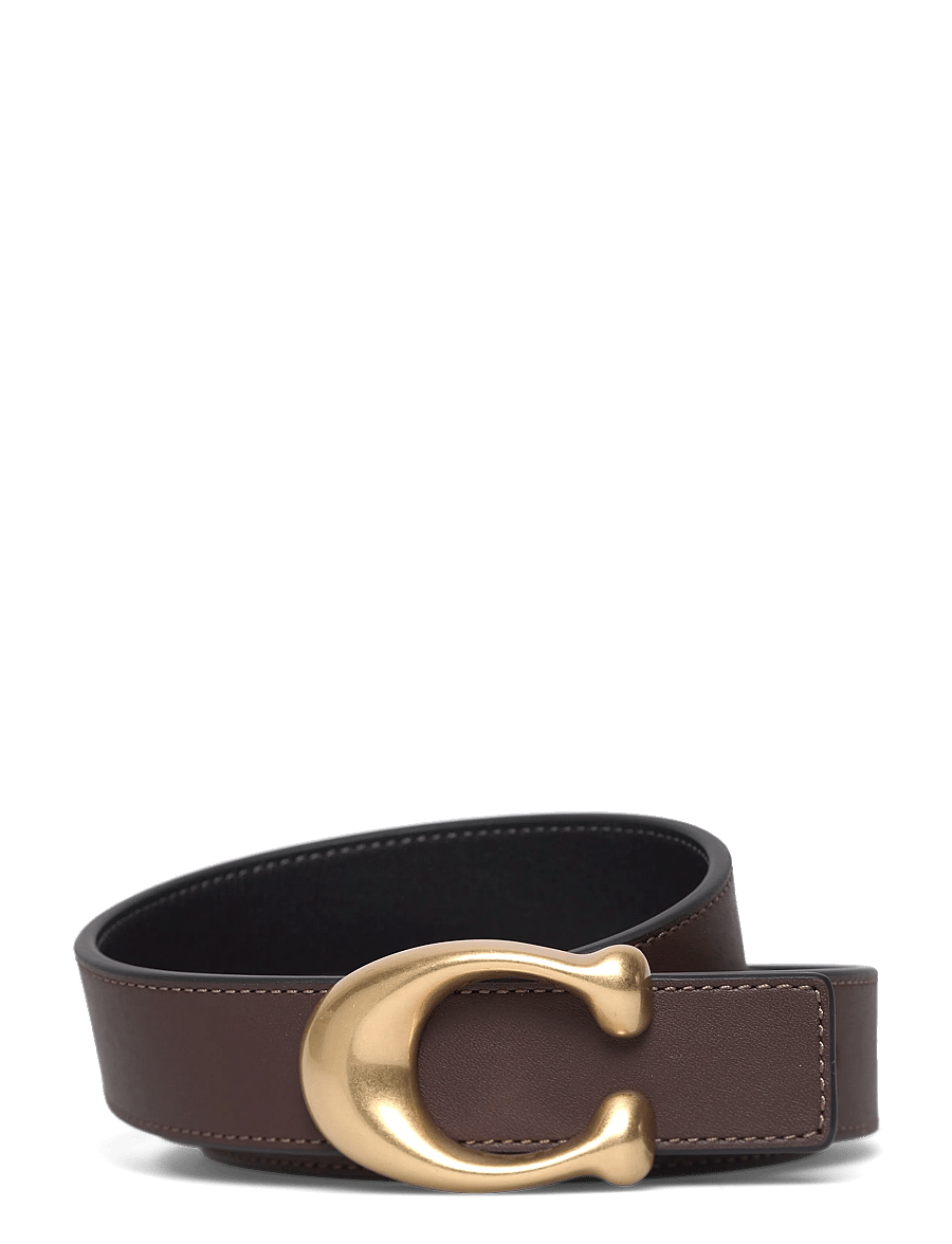 Coach - 25MM SCUMPTED C BELT - læderbælter - b4/maple black - 0