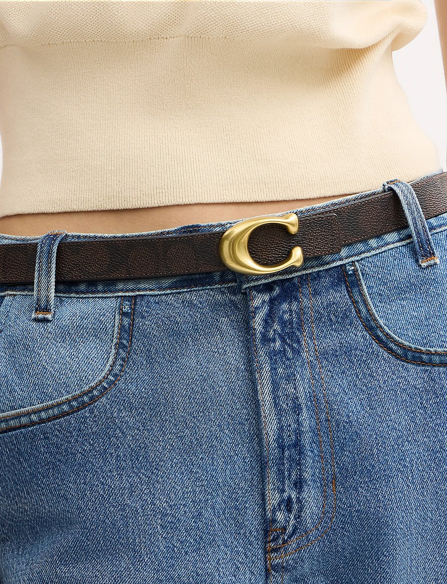 Coach - 25MM SCUMPTED C BELT - leather belts - b4/black - 2