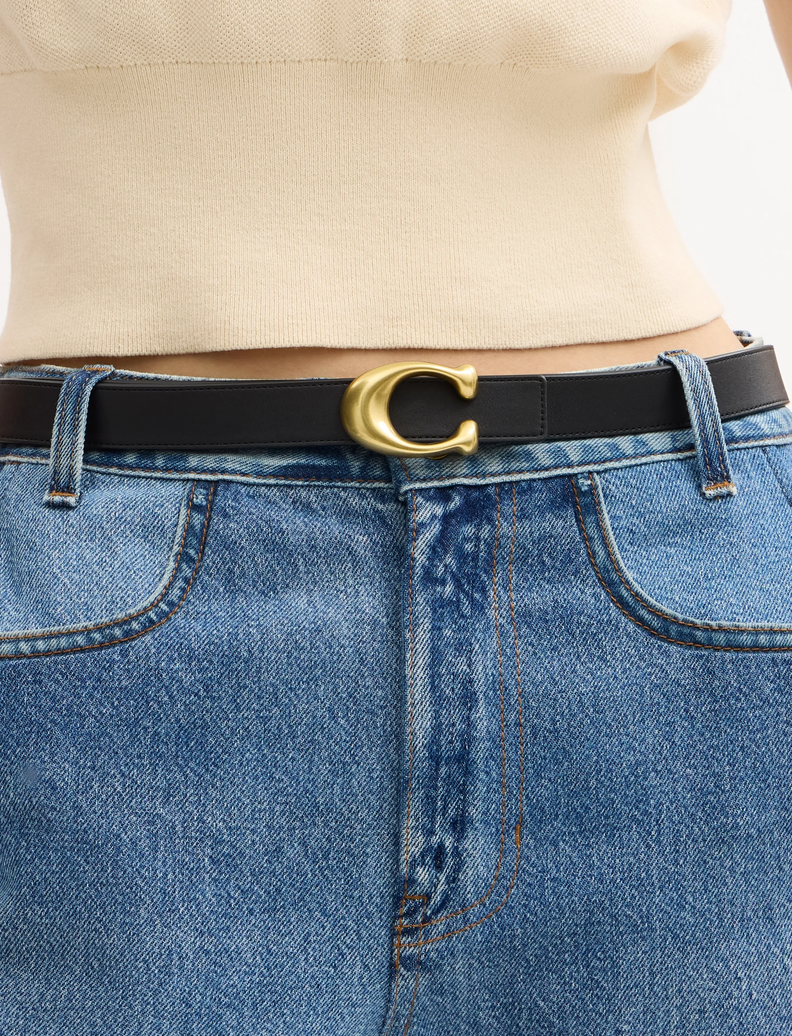 Coach - 25MM SCUMPTED C BELT - ledergürtel - b4/walnut black - 0