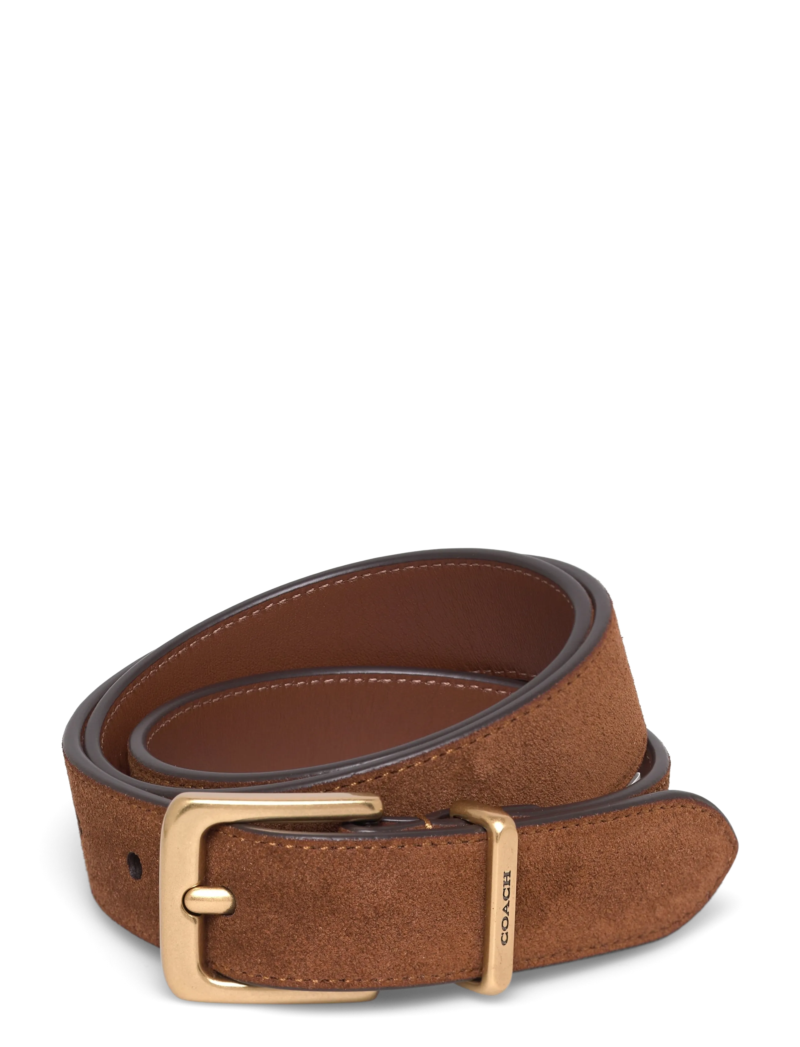 Coach 25MM SUEDE HARNESS HASP BELT - Accessories - B4/WARM BROWN / brown