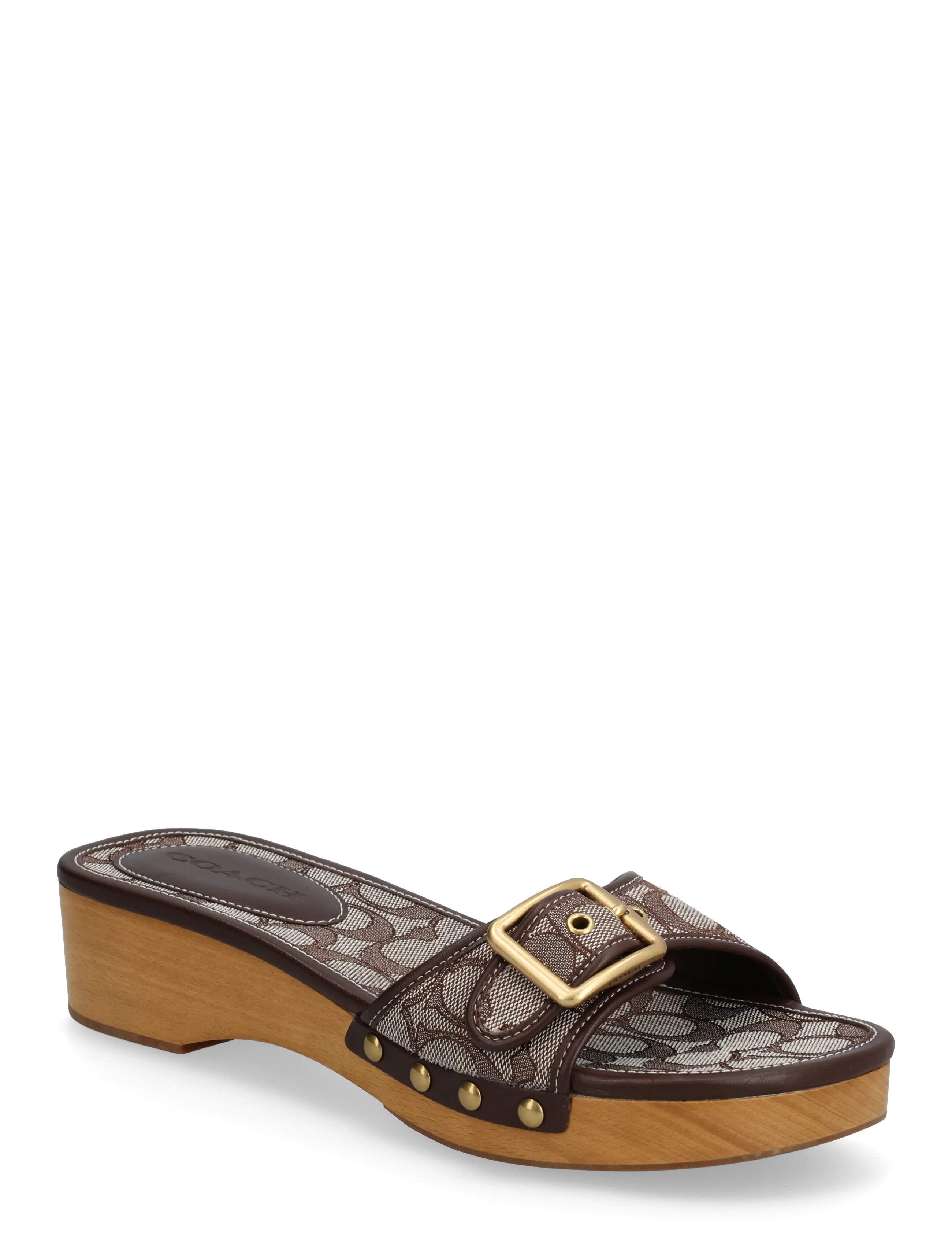 Coach margot signature jacquard wooden sandal - Uus - OAK/MAPLE / brown