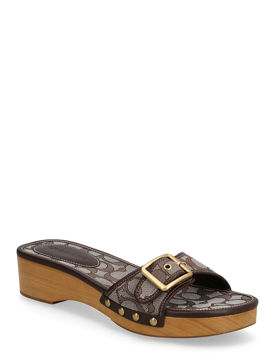 Coach - margot signature jacquard wooden sandal - sandaletten - oak/maple - 0
