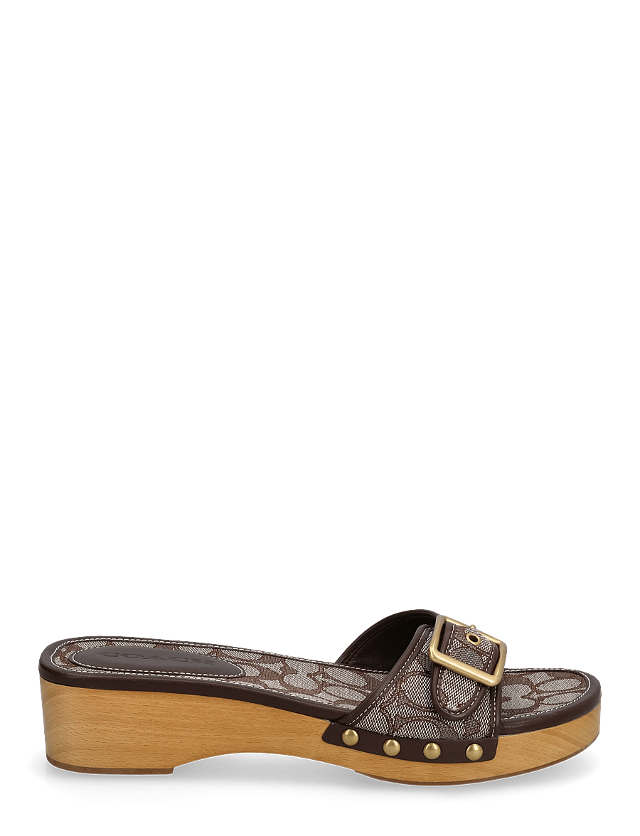 Coach - margot signature jacquard wooden sandal - sandaletten - oak/maple - 1
