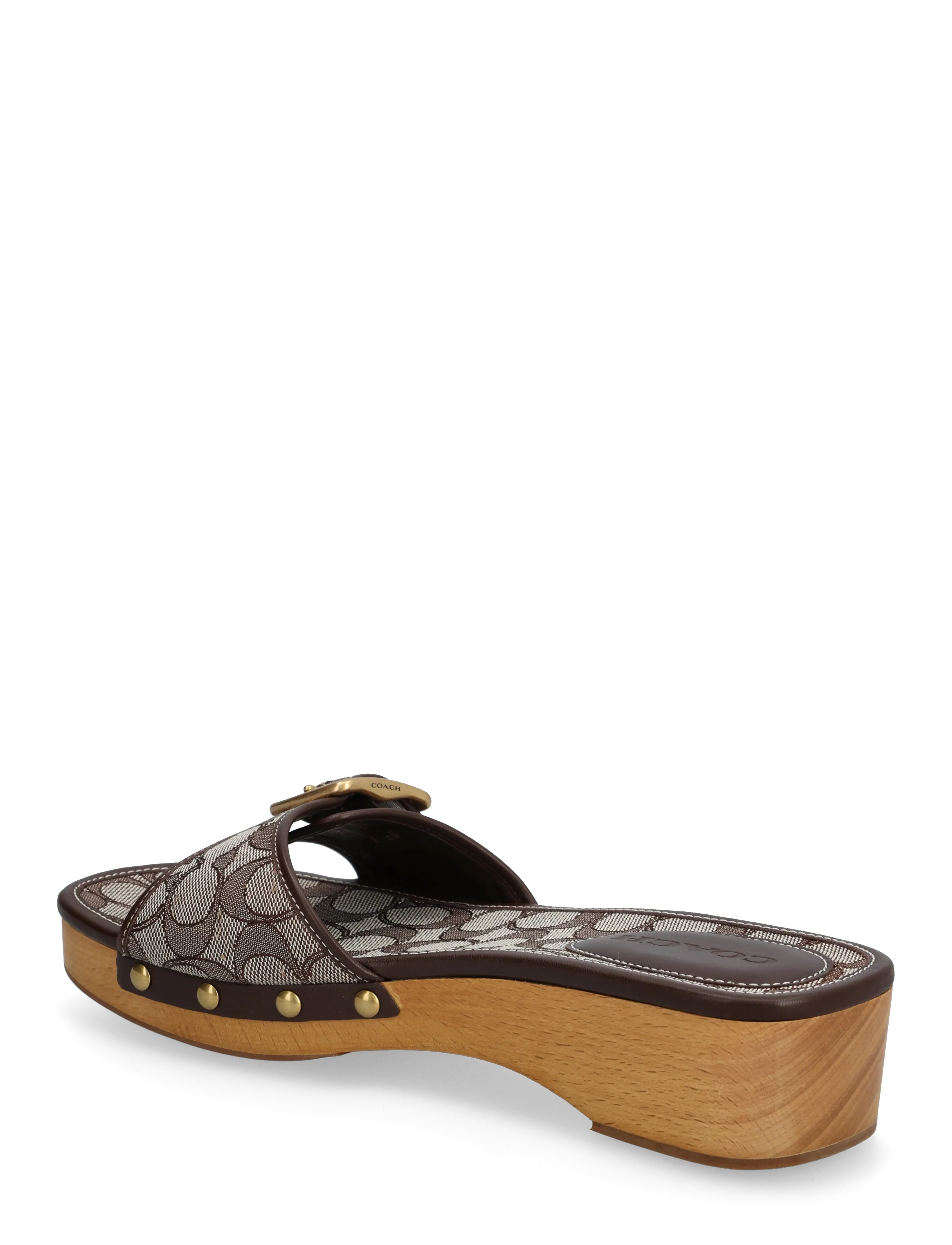 Coach - margot signature jacquard wooden sandal - sandales à talons - oak/maple - 2