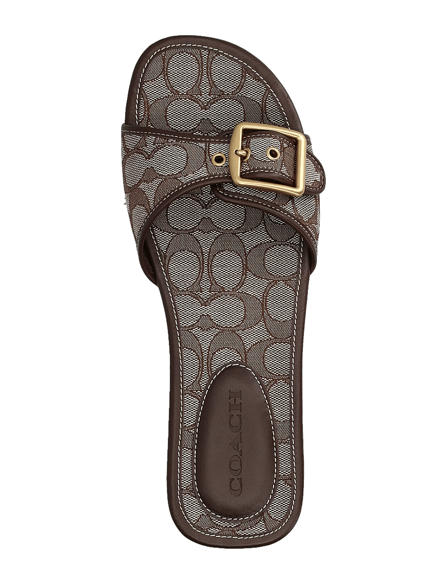 Coach - margot signature jacquard wooden sandal - sandaletten - oak/maple - 3