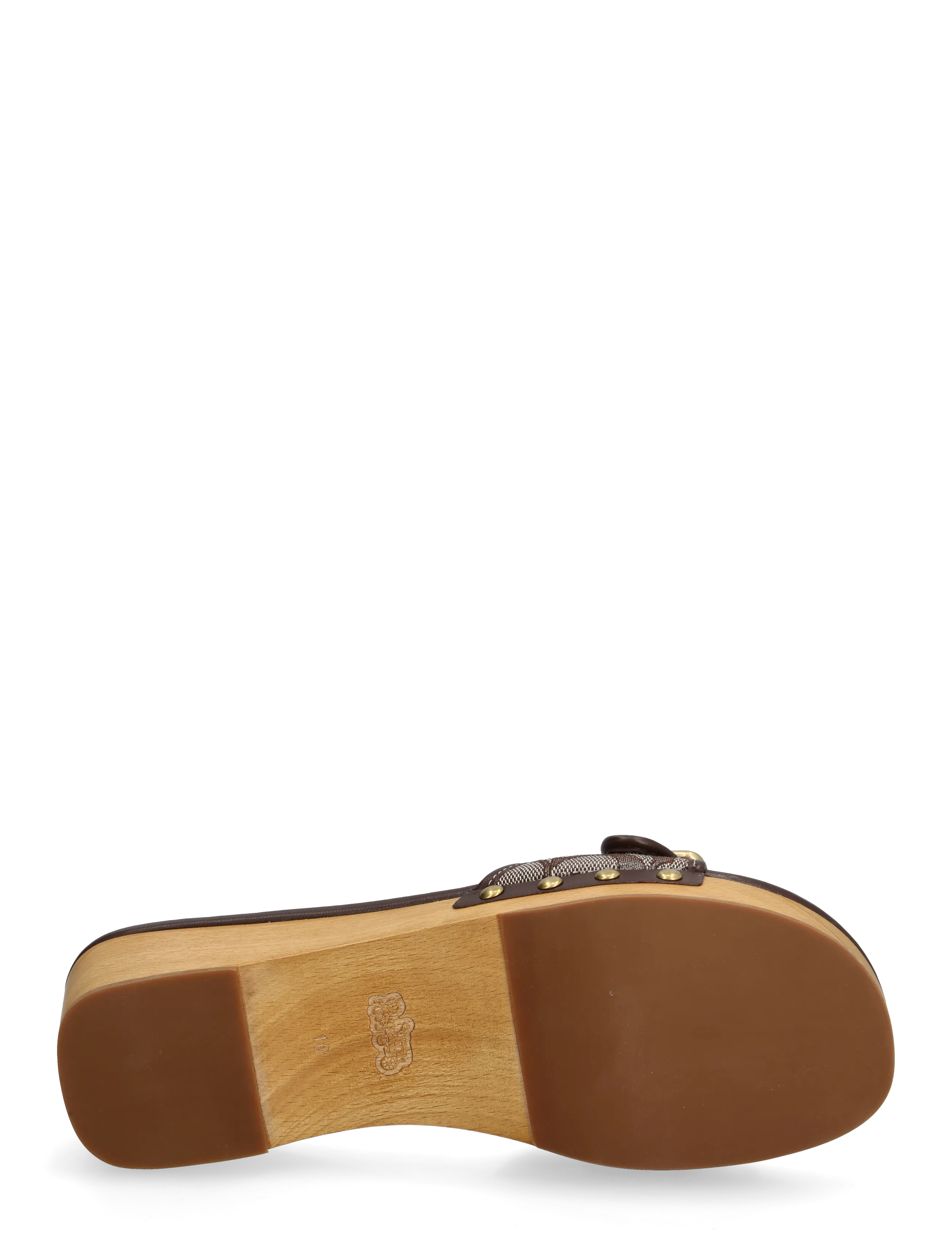 Coach - margot signature jacquard wooden sandal - sandales à talons - oak/maple - 4
