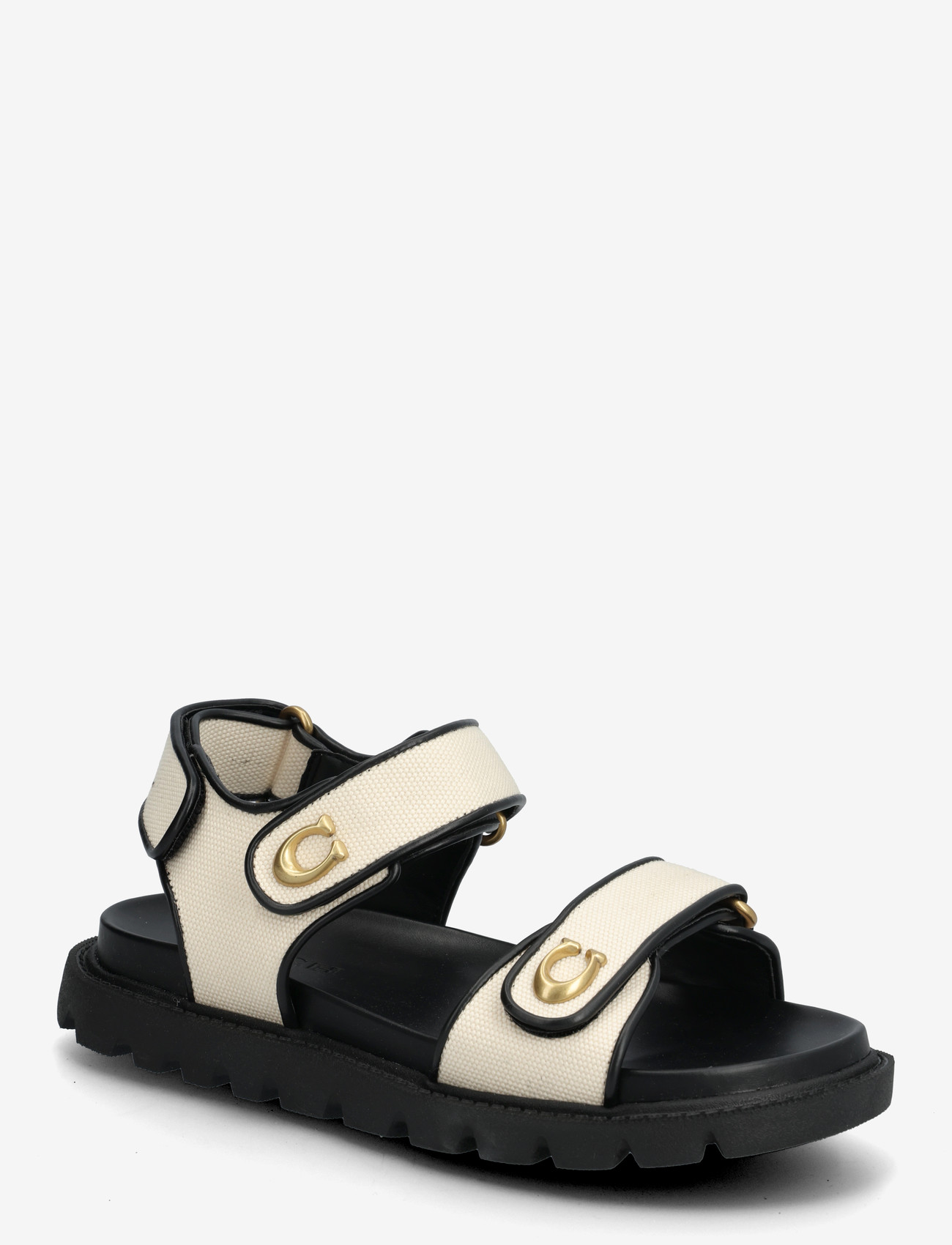 Coach - brynn canvas sandal - flat sandals - chalk/black - 0