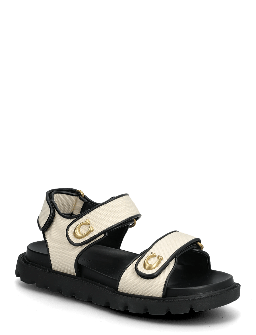 Coach - brynn canvas sandal - flache sandalen - chalk/black - 0