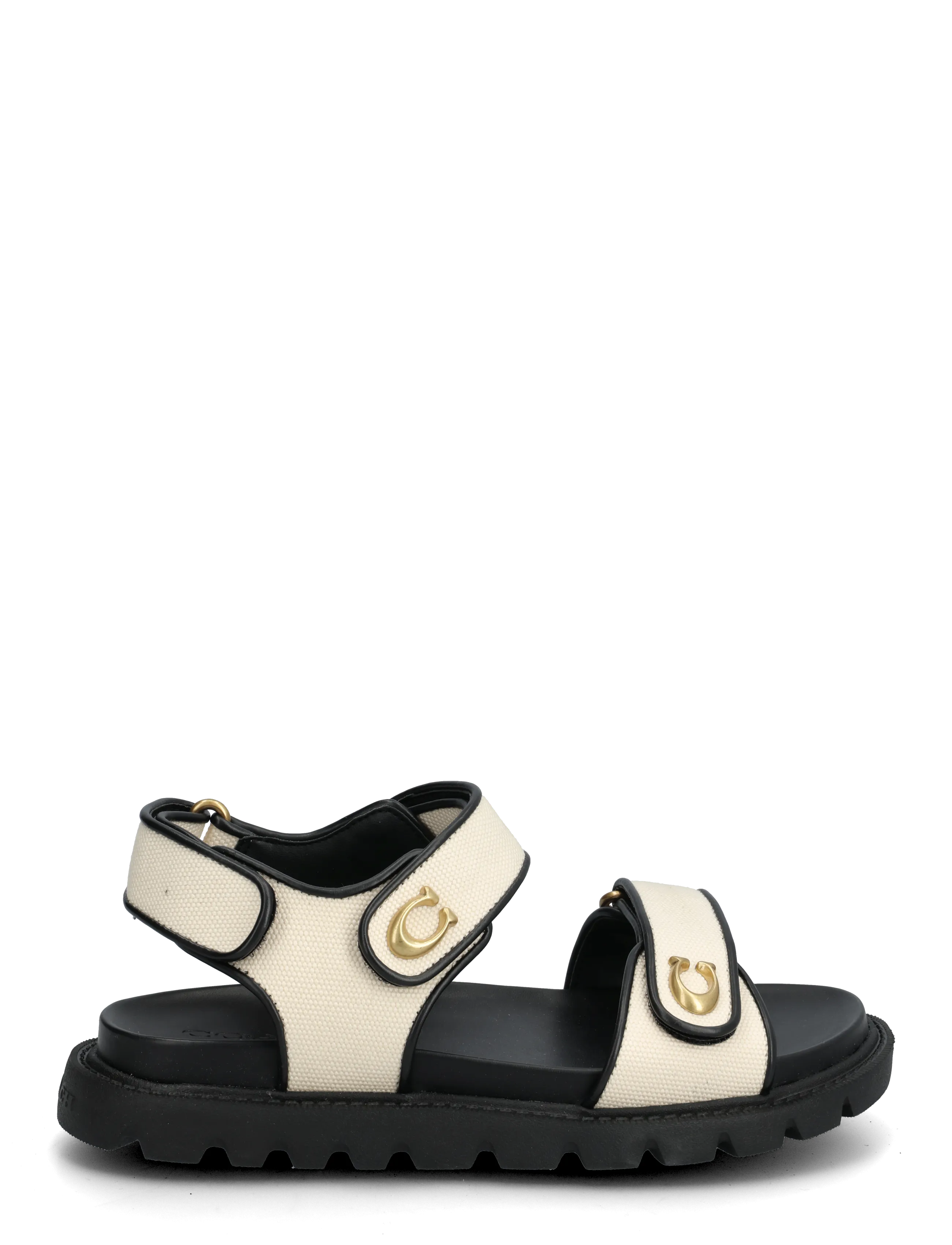 Coach - brynn canvas sandal - flache sandalen - chalk/black - 1