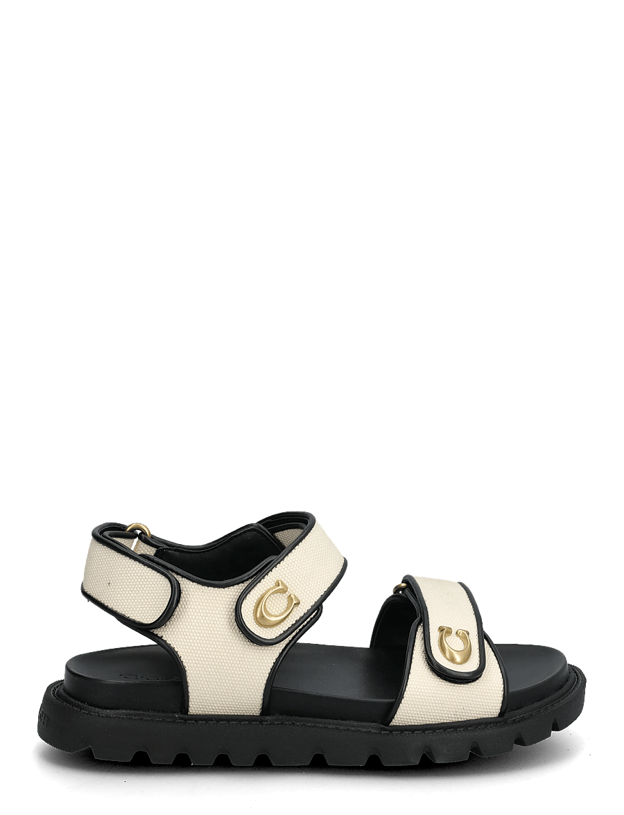 Coach - brynn canvas sandal - flache sandalen - chalk/black - 1