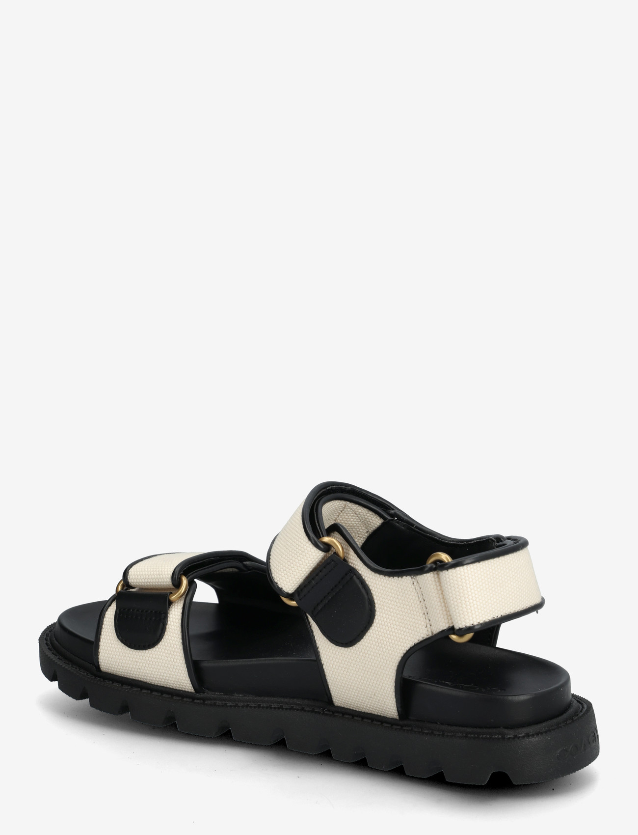 Coach - brynn canvas sandal - flat sandals - chalk/black - 2