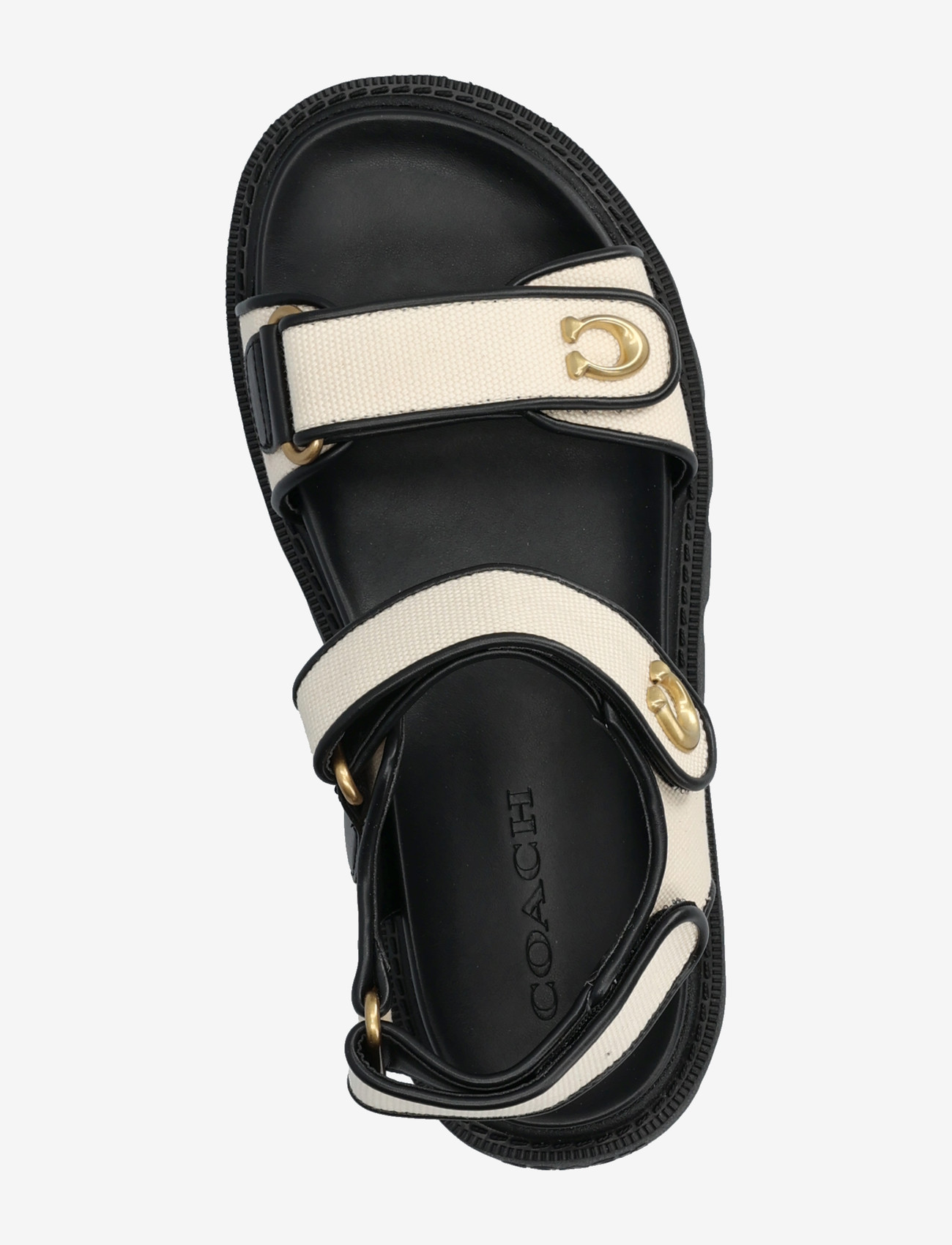 Coach - brynn canvas sandal - flat sandals - chalk/black - 3