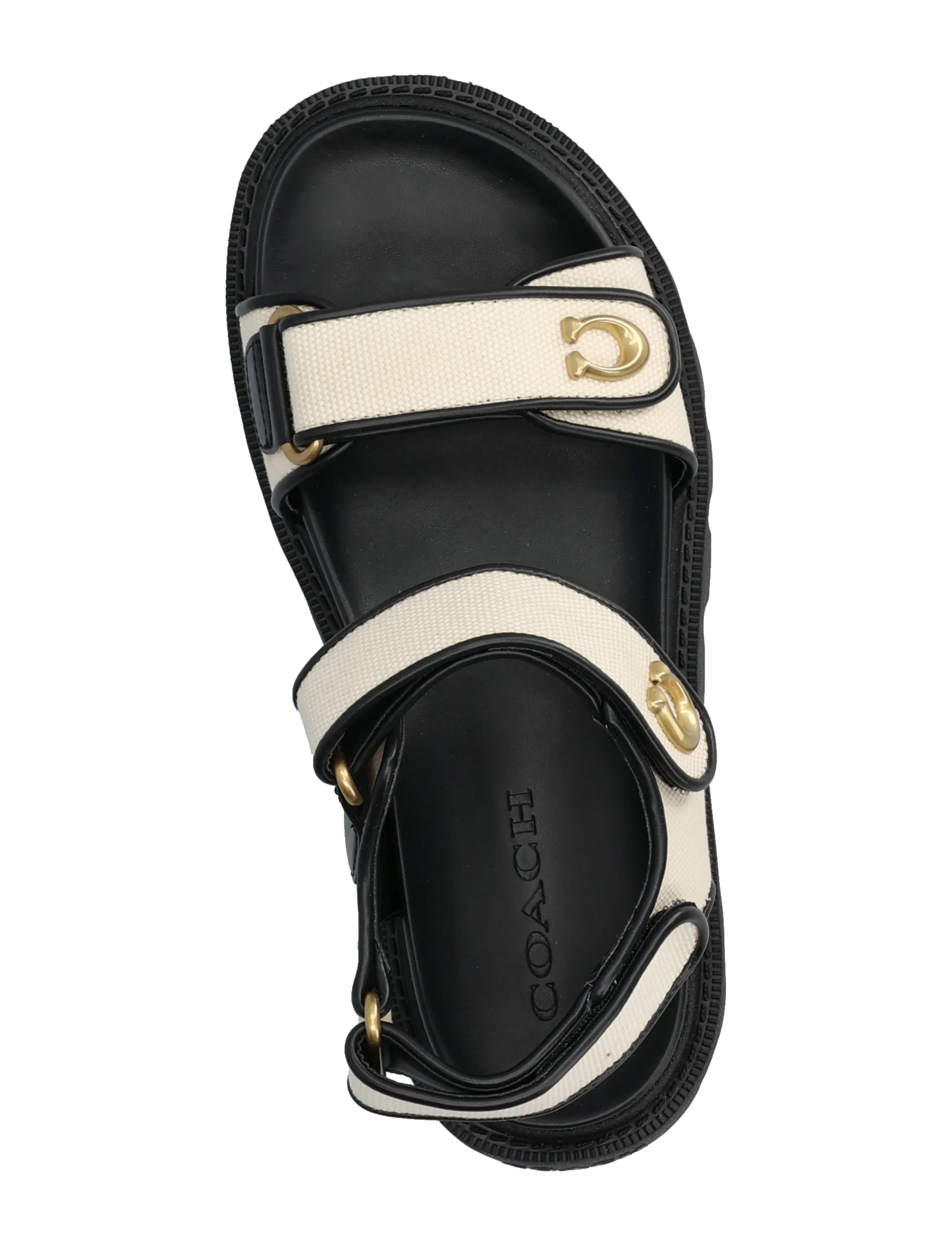 Coach - brynn canvas sandal - flat sandals - chalk/black - 3