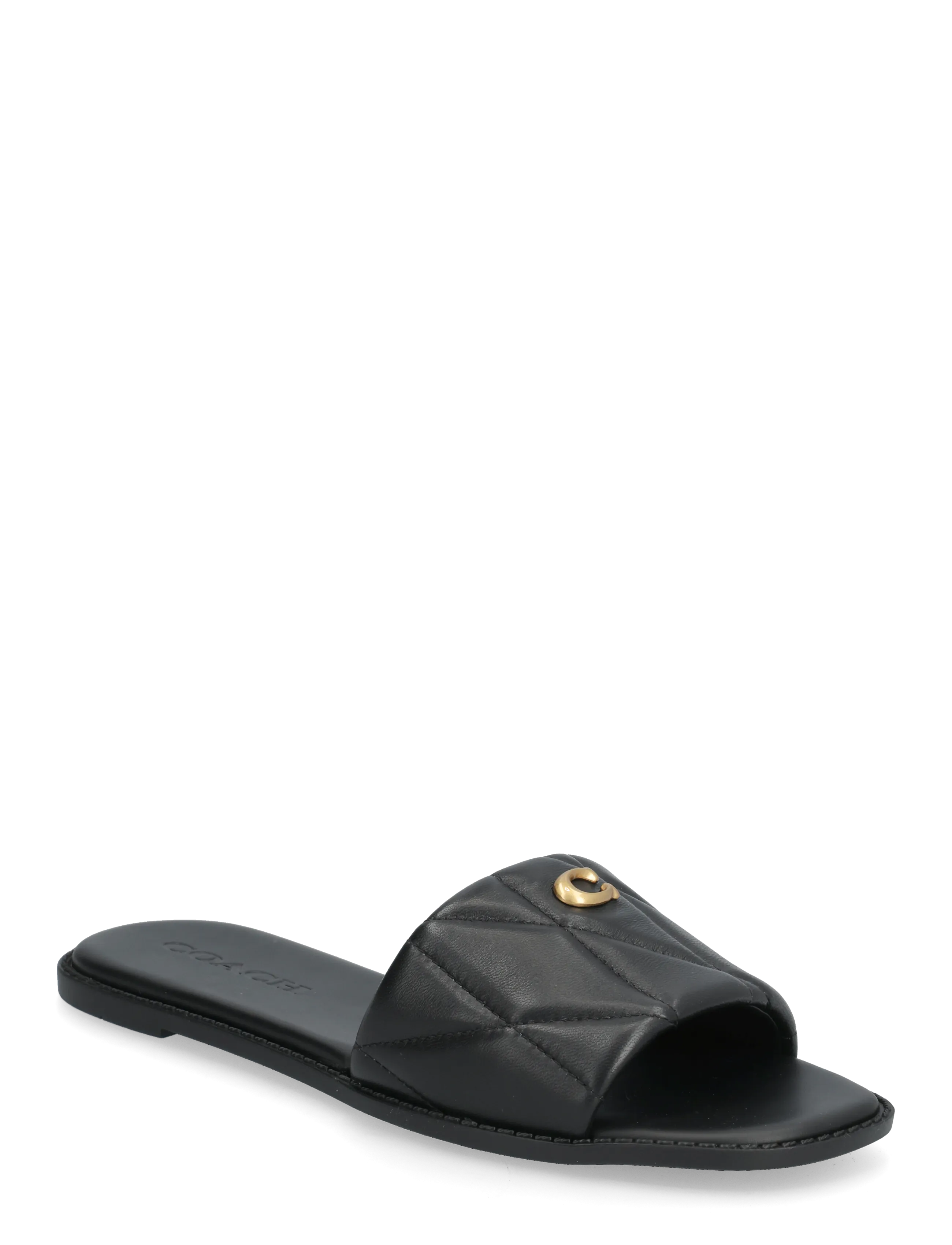 Coach Holly Quilted Leather Sandal, Kvinder, Quiltet Slip-in Sandal, Sort, Str: 37