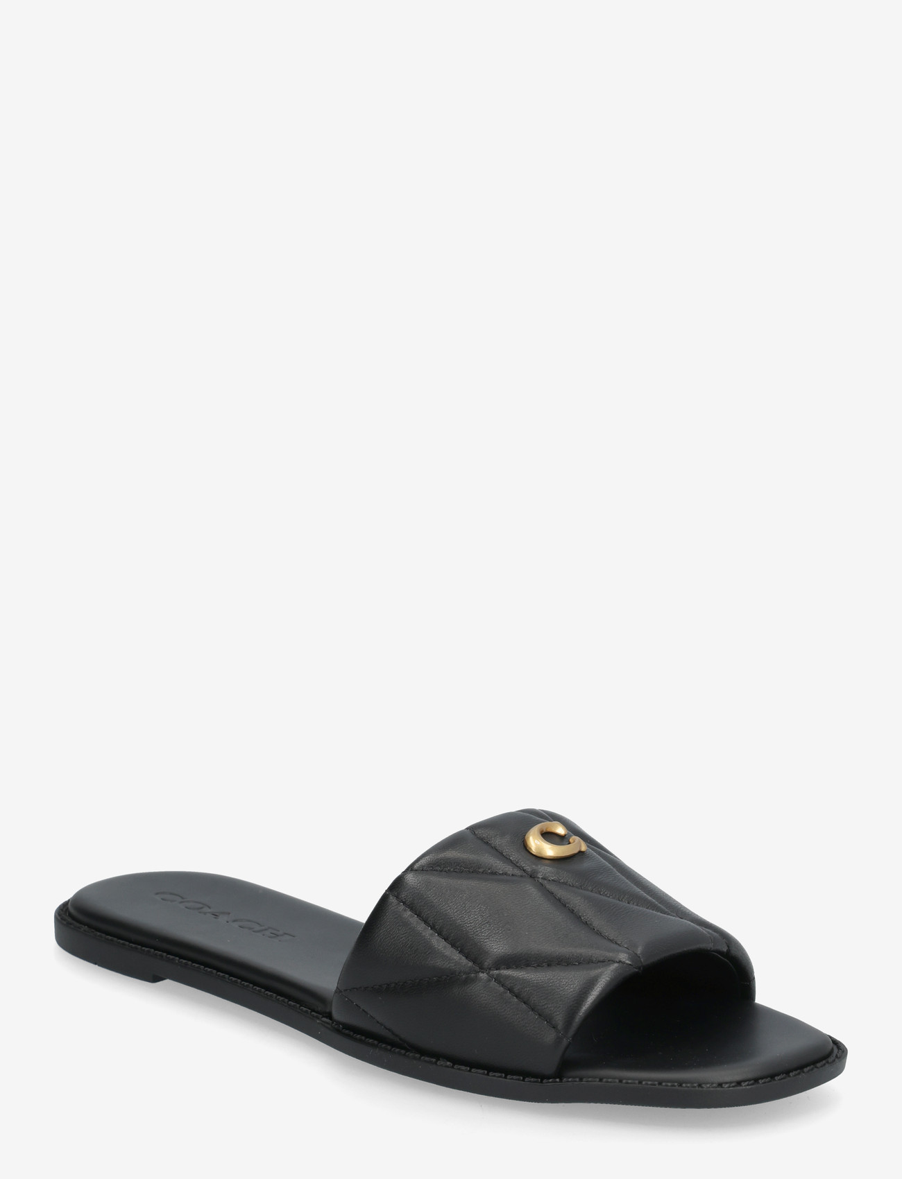 Coach - holly quilted leather sandal - flache sandalen - black - 0