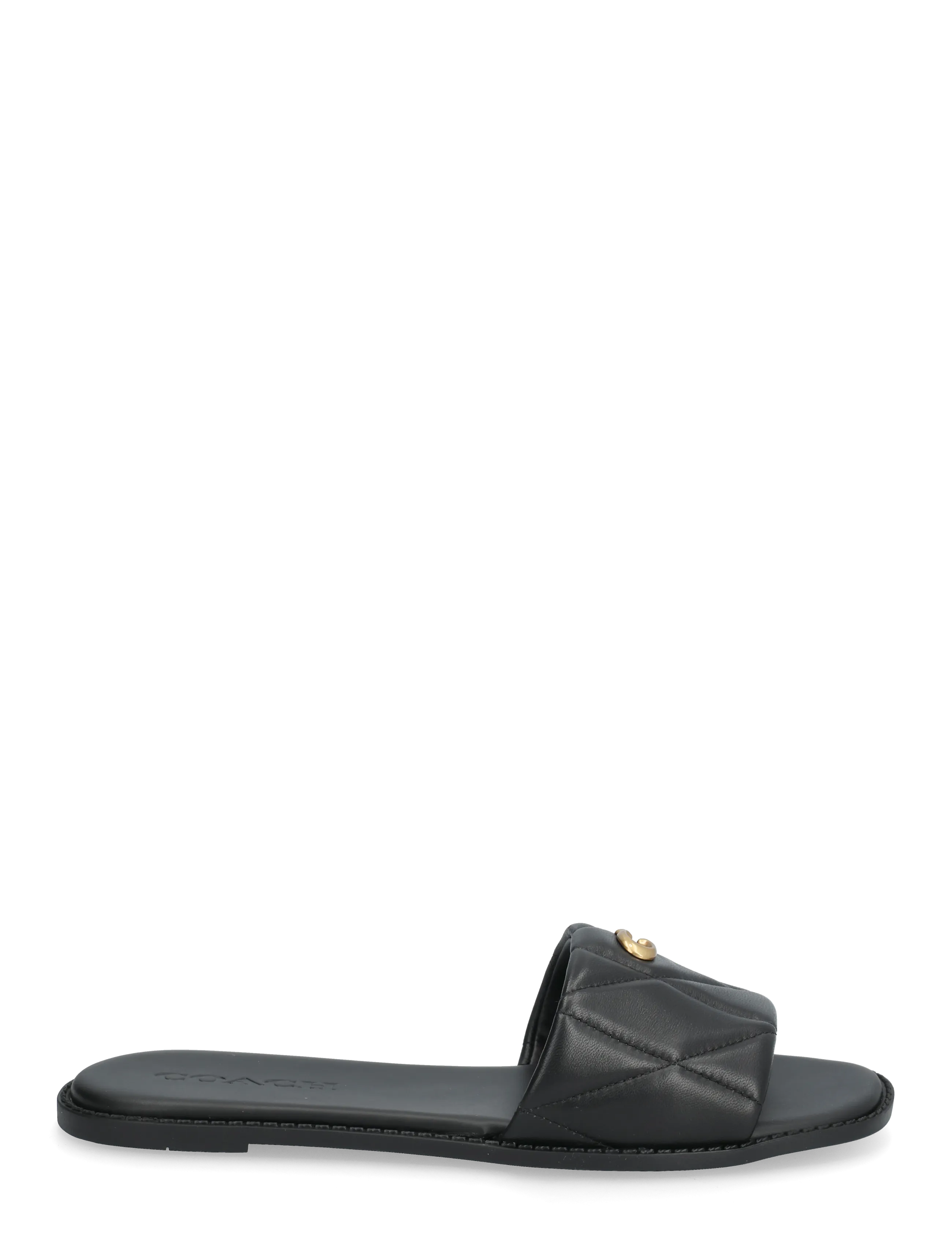 Coach - holly quilted leather sandal - flache sandalen - black - 1