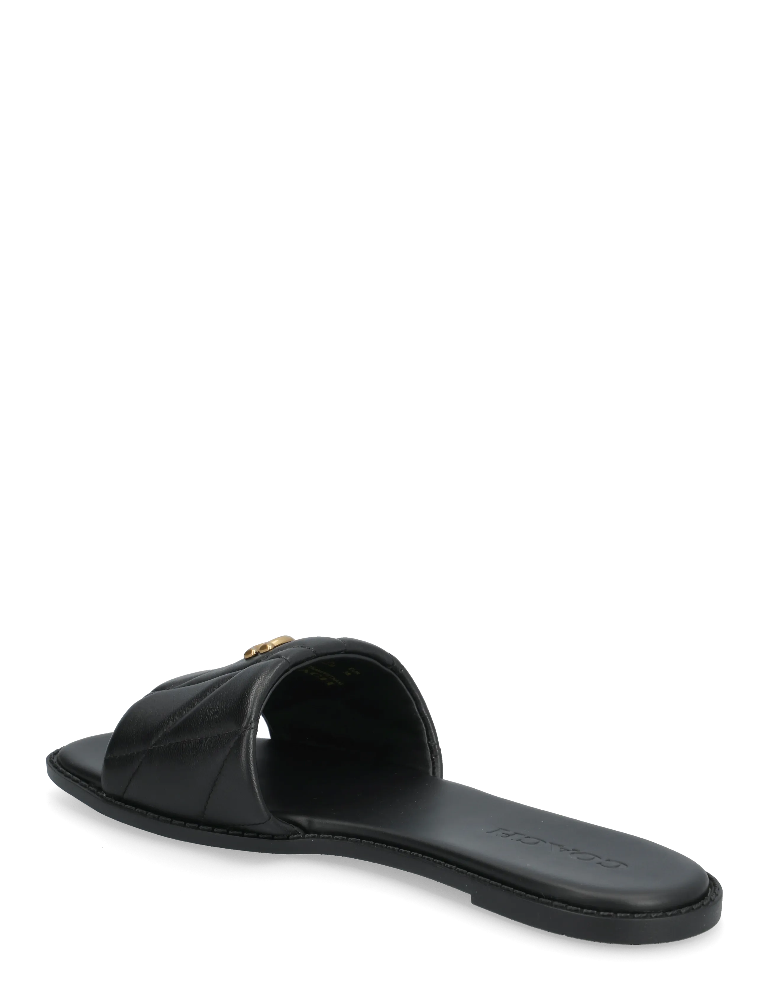 Coach - holly quilted leather sandal - flache sandalen - black - 2