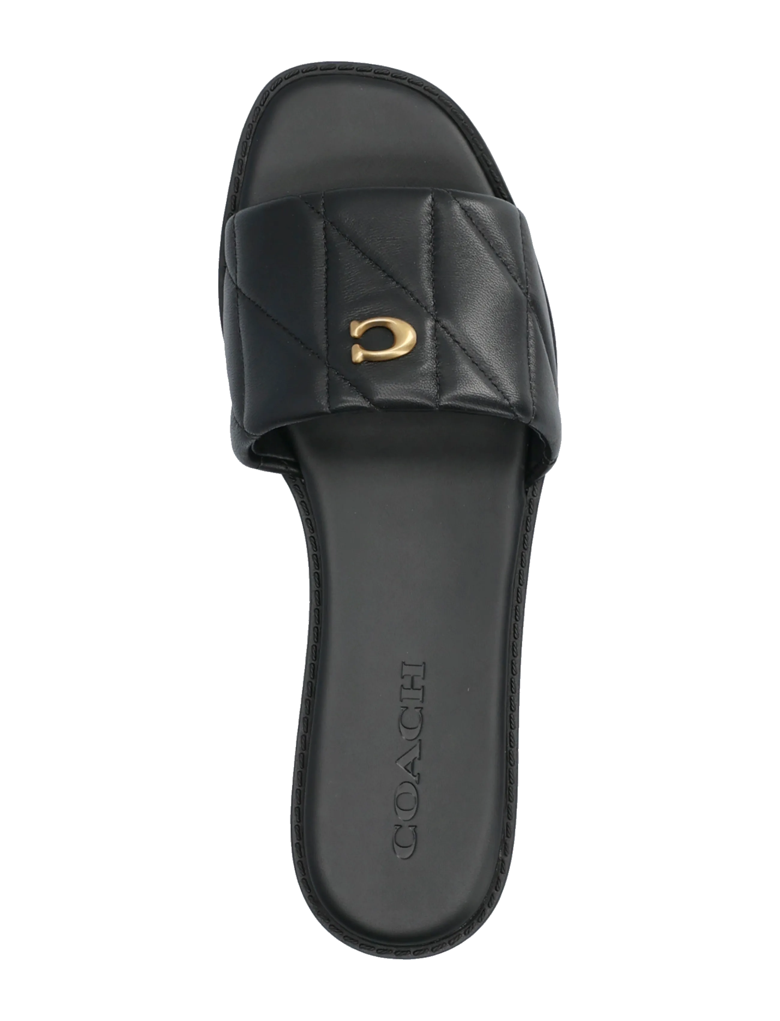 Coach - holly quilted leather sandal - flache sandalen - black - 3