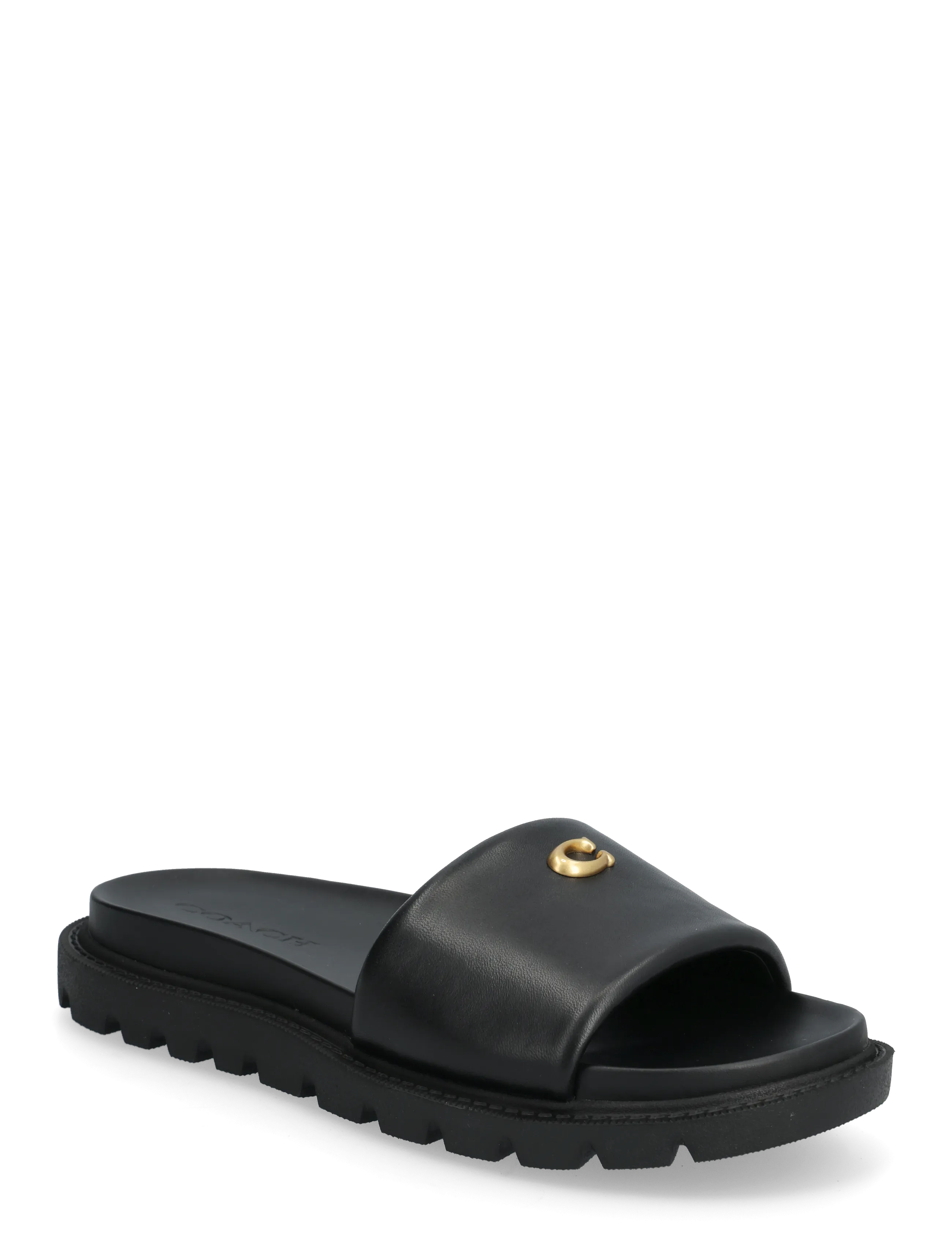 Coach brynn leather slide sandal - Uus - BLACK / black