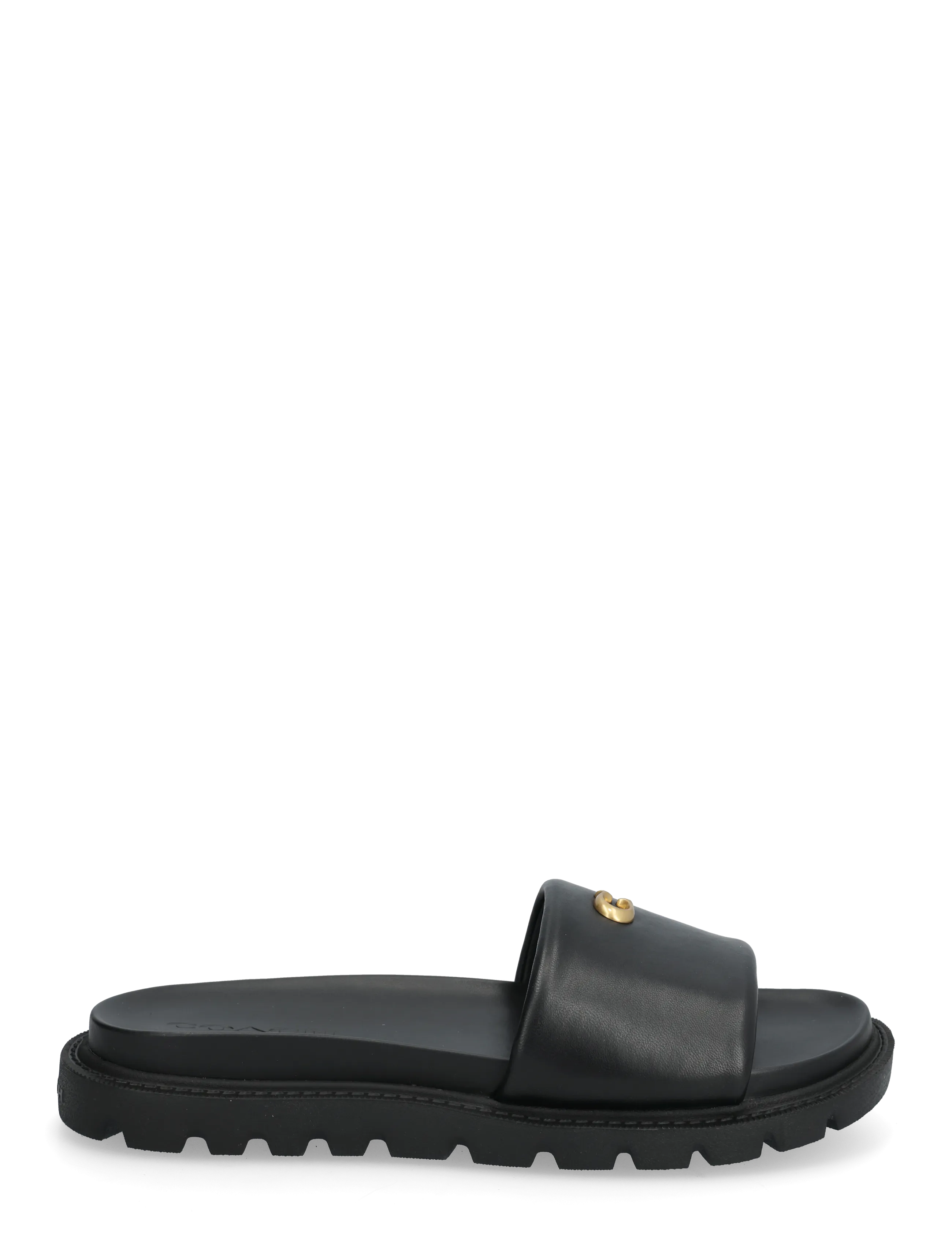 Coach - brynn leather slide sandal - platta sandaler - black - 1
