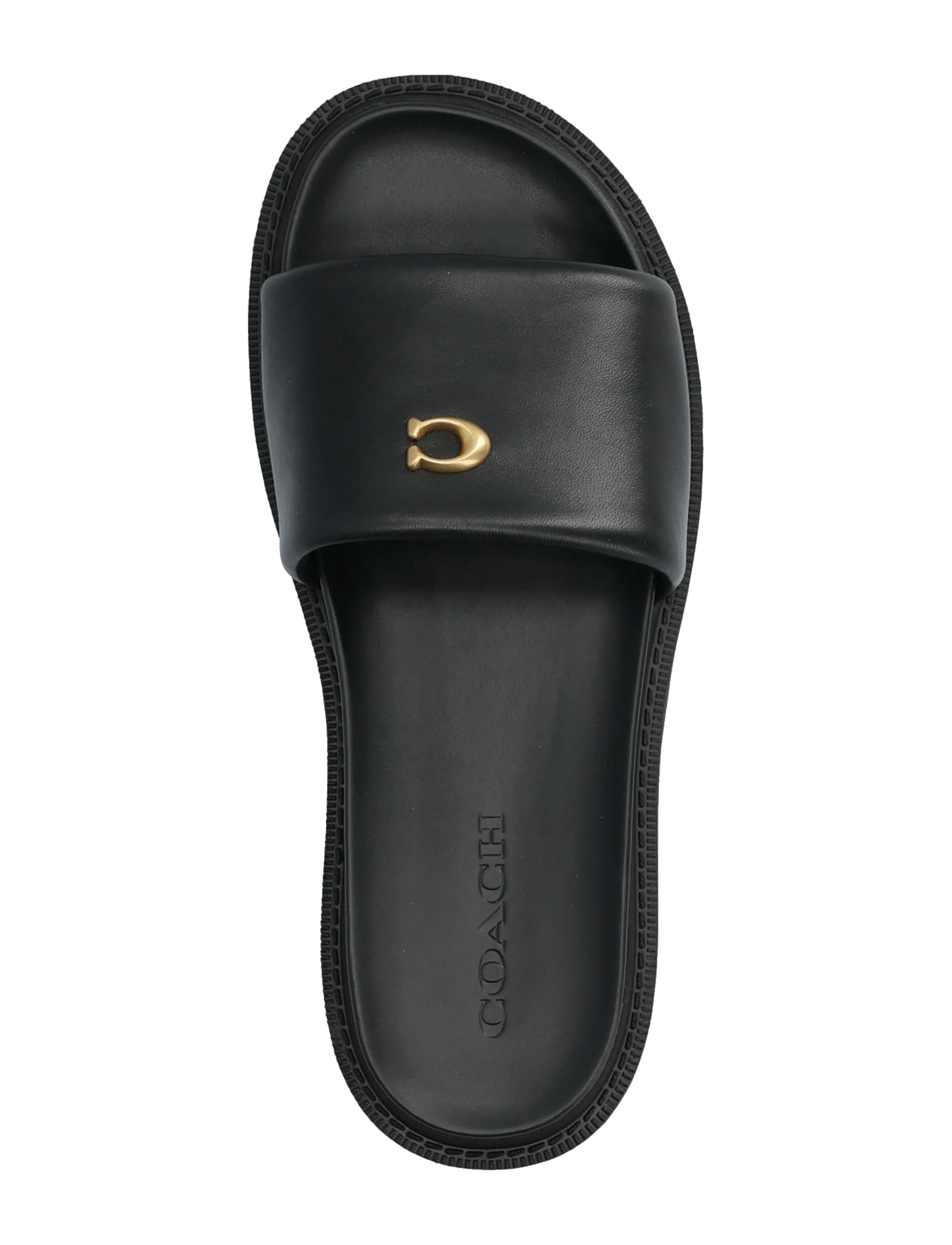 Coach - brynn leather slide sandal - platta sandaler - black - 3
