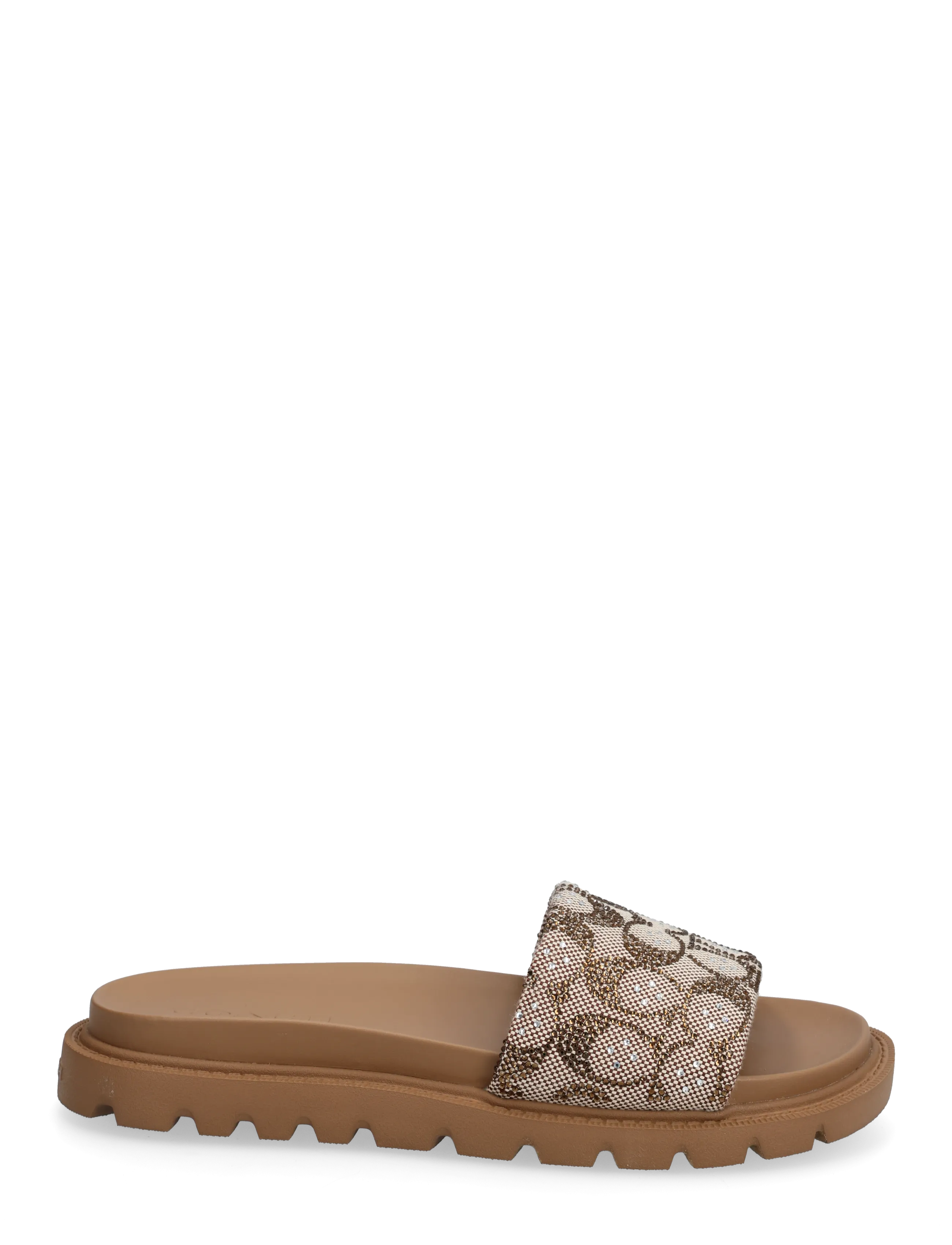 Coach - brynn crystal signature slide sandal - tan - 1