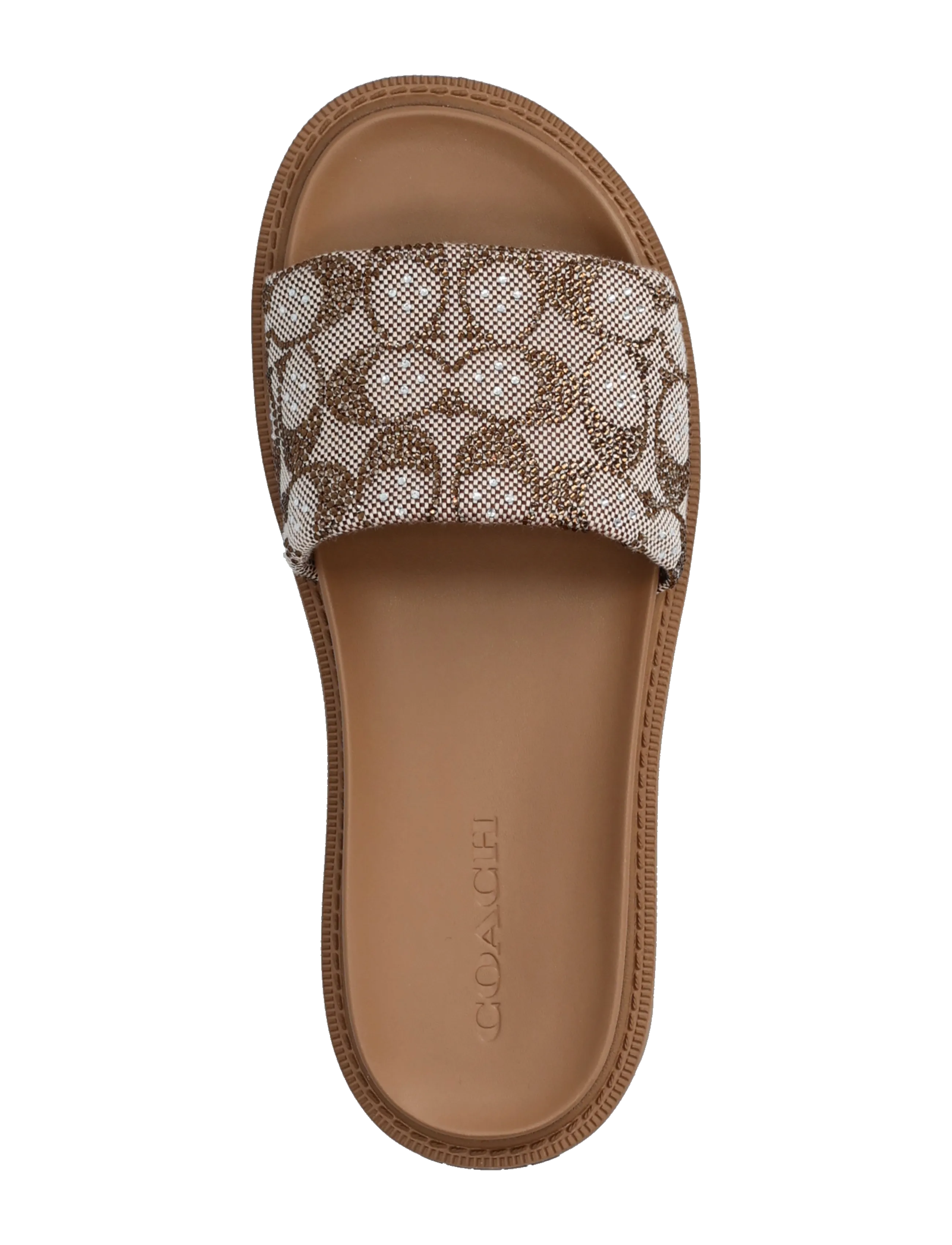 Coach - brynn crystal signature slide sandal - tan - 3