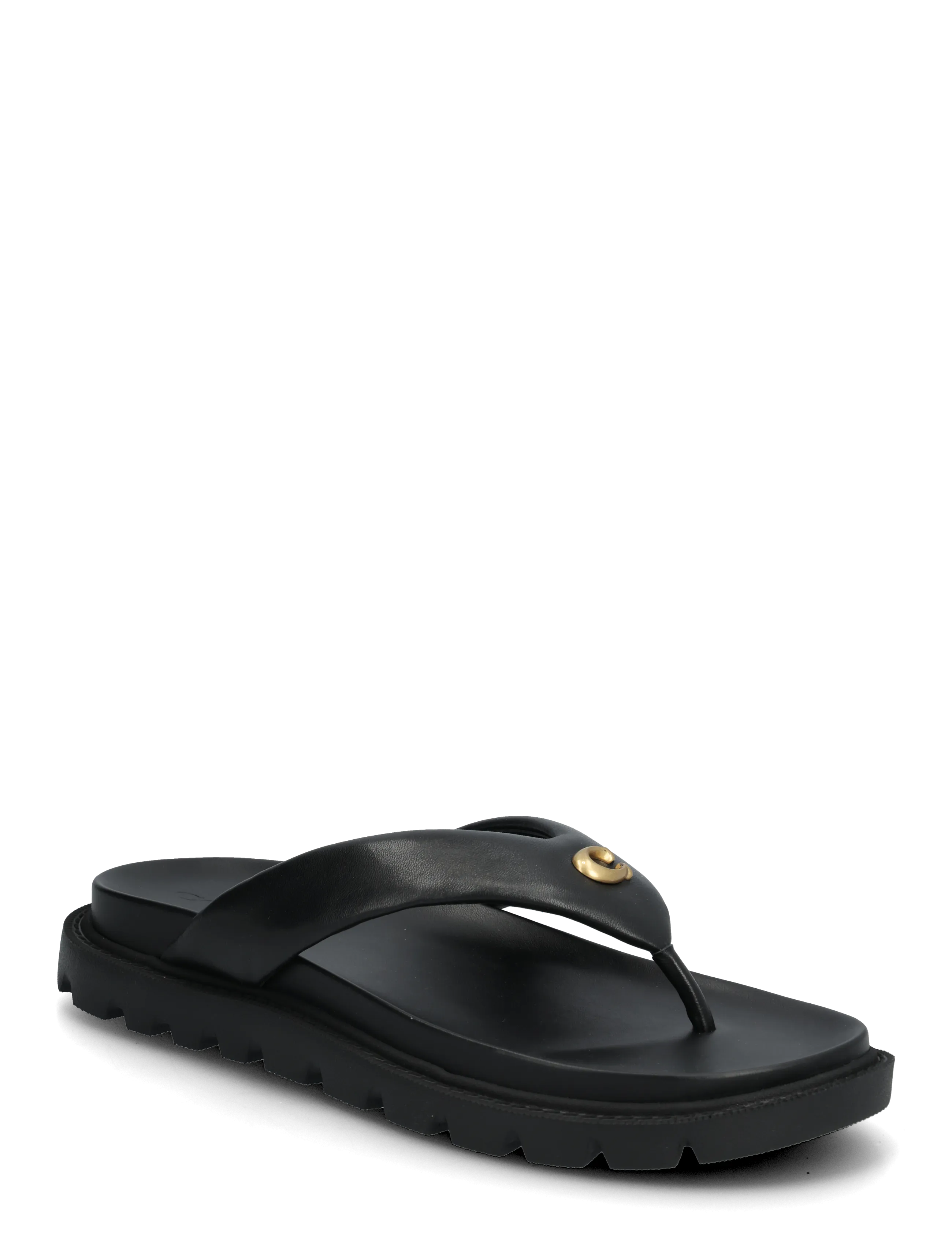 Coach brynn leather thong sandal - Coach - BLACK / black