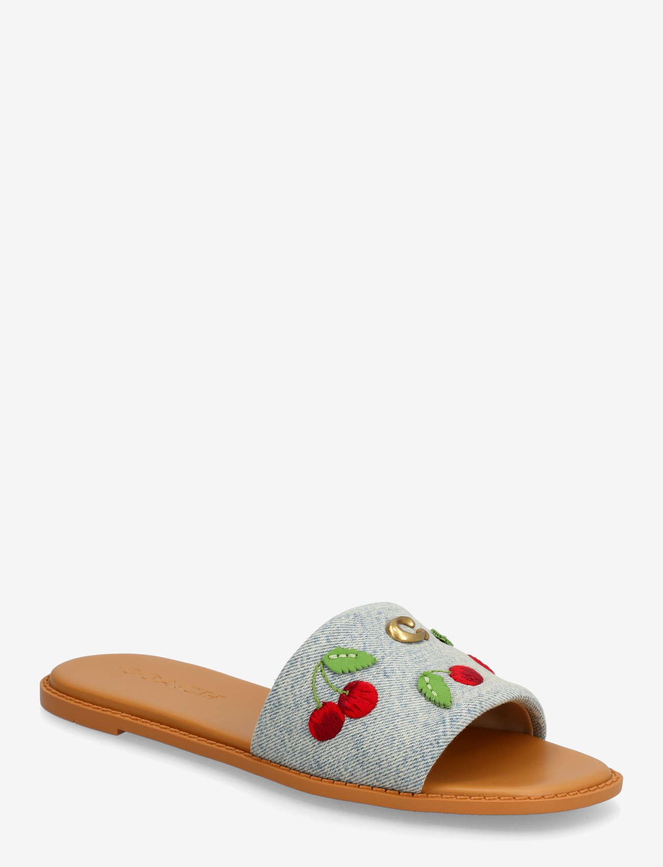 Coach - holly denim cherries sandal - flache sandalen - denim multi. - 0