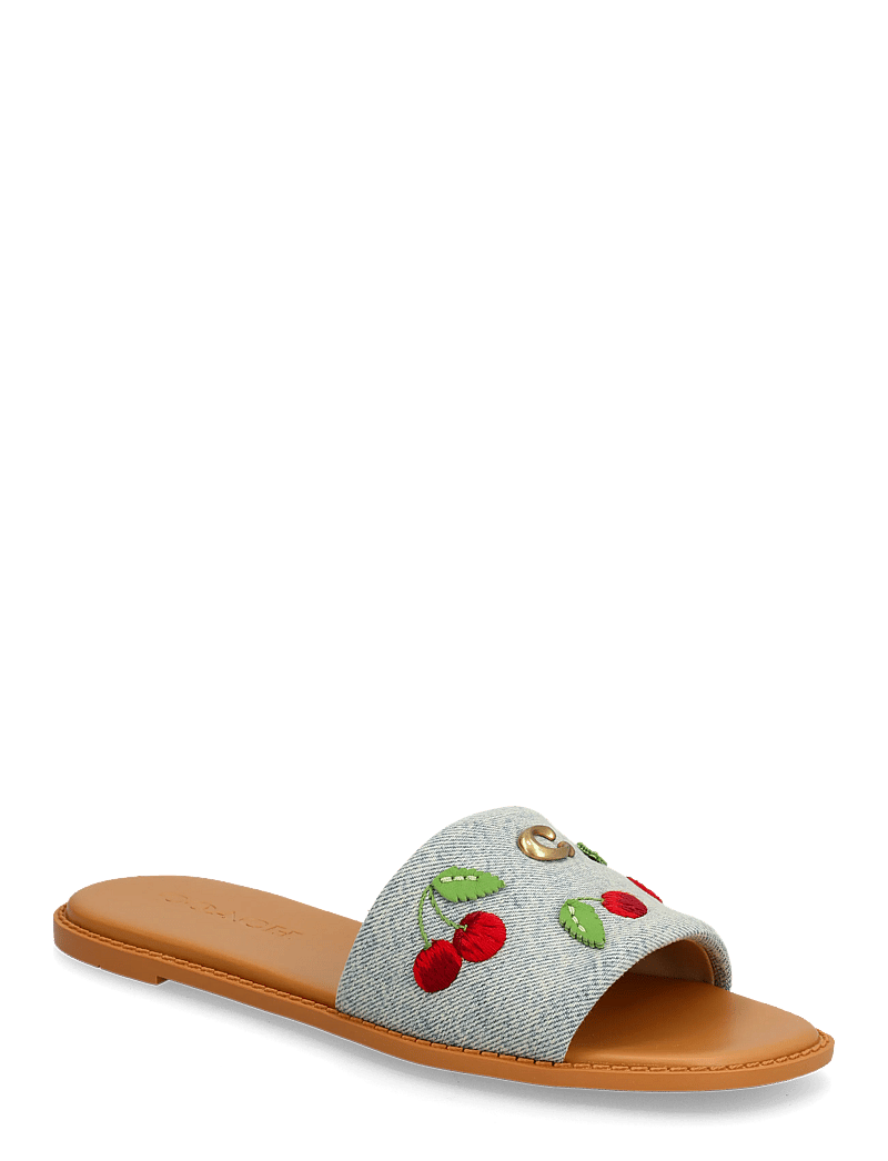 Coach - holly denim cherries sandal - flache sandalen - denim multi. - 0