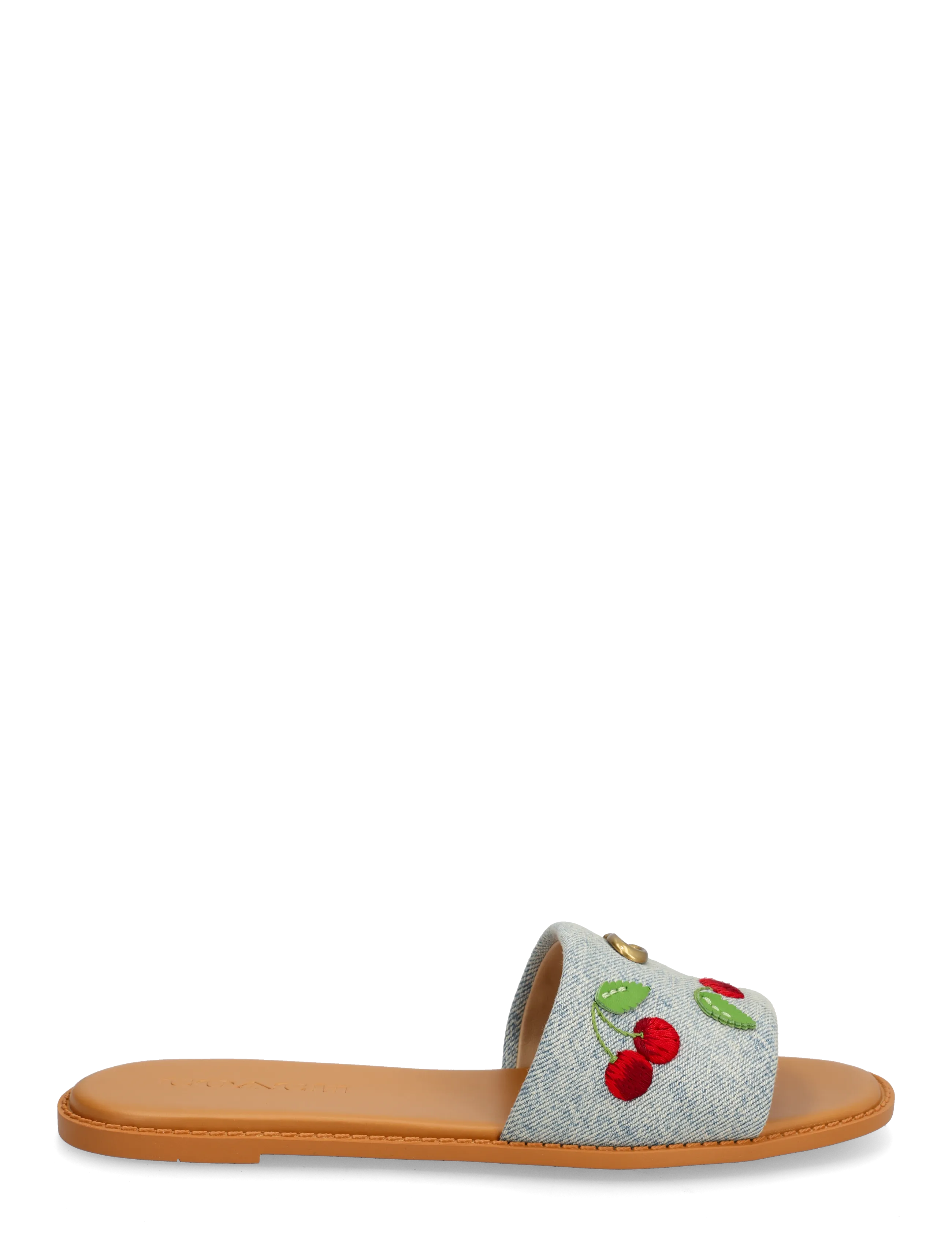 Coach - holly denim cherries sandal - platta sandaler - denim multi. - 1
