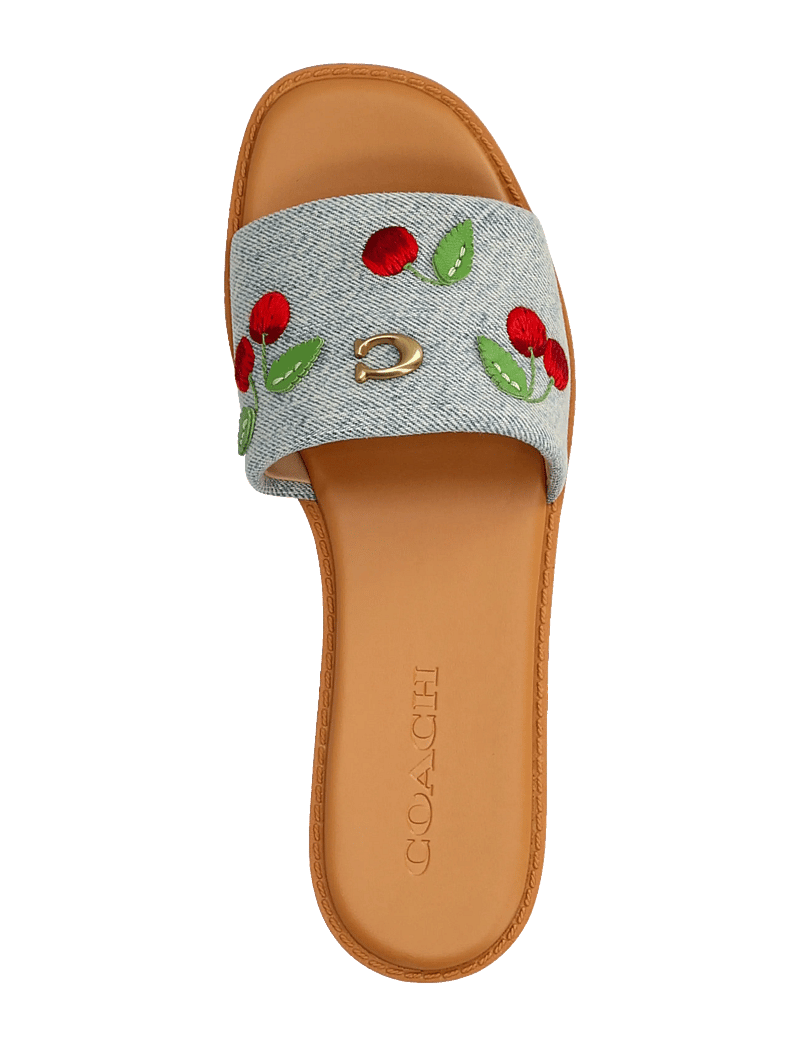 Coach - holly denim cherries sandal - flache sandalen - denim multi. - 3