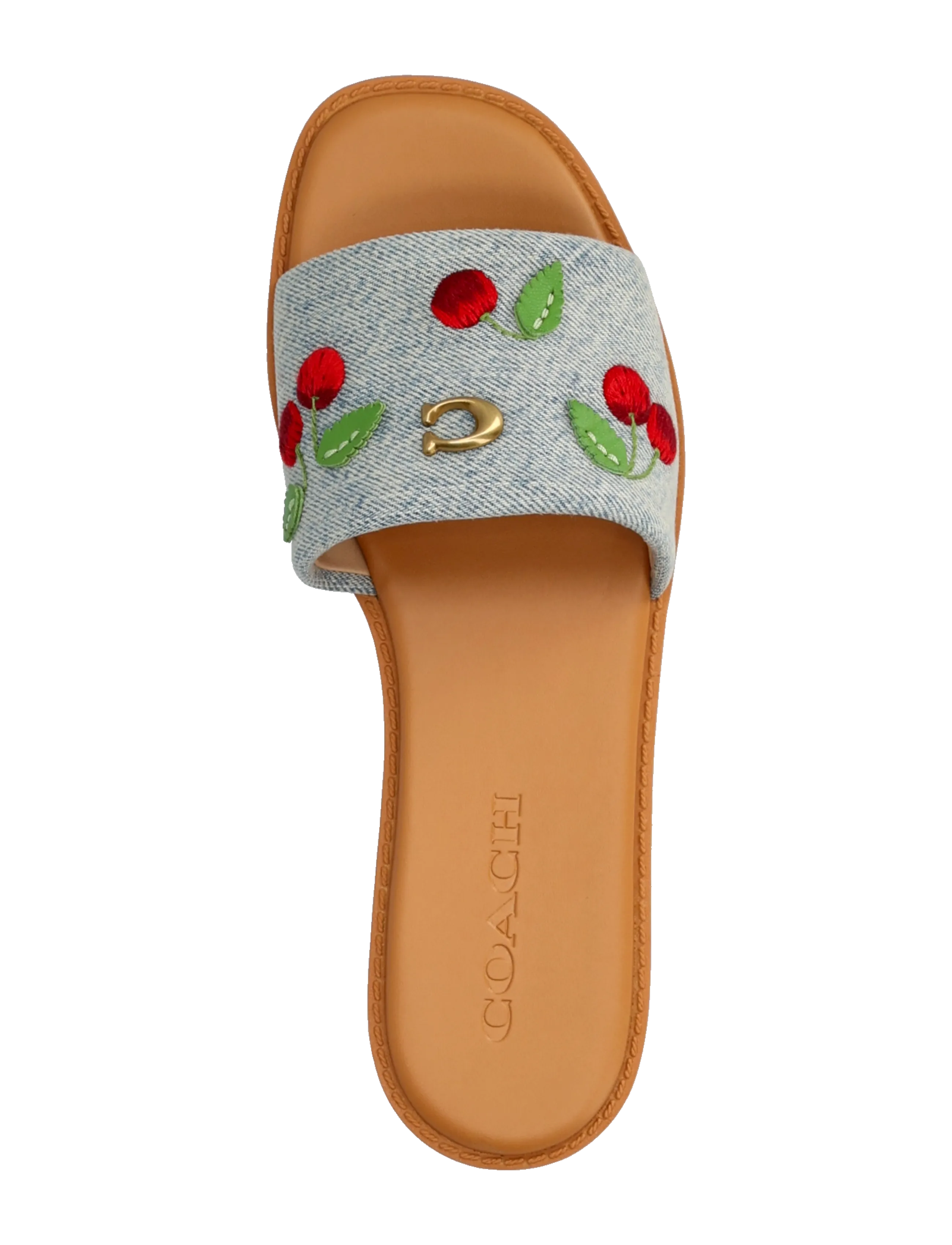 Coach - holly denim cherries sandal - platta sandaler - denim multi. - 3