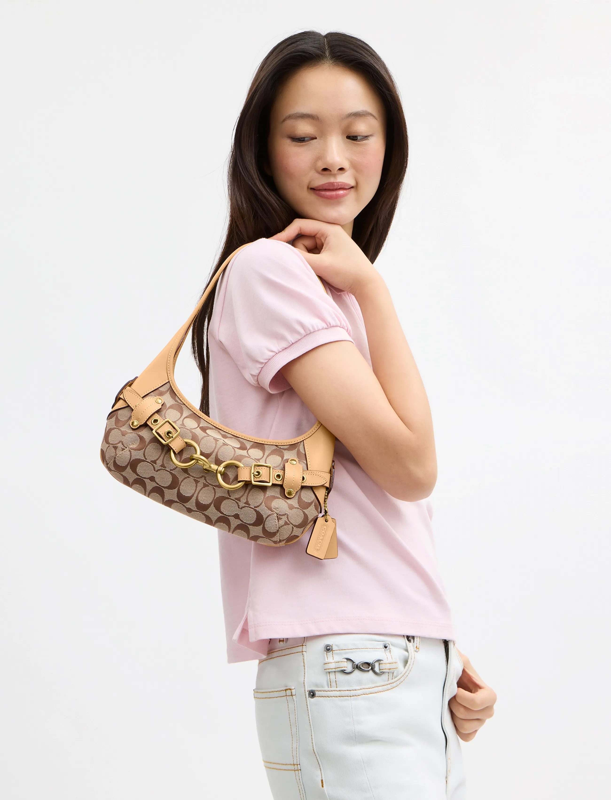 Coach - BELTED ERGO SHOULDER BAG 26 - igapäevane stiil - b4/khaki light peach - 0