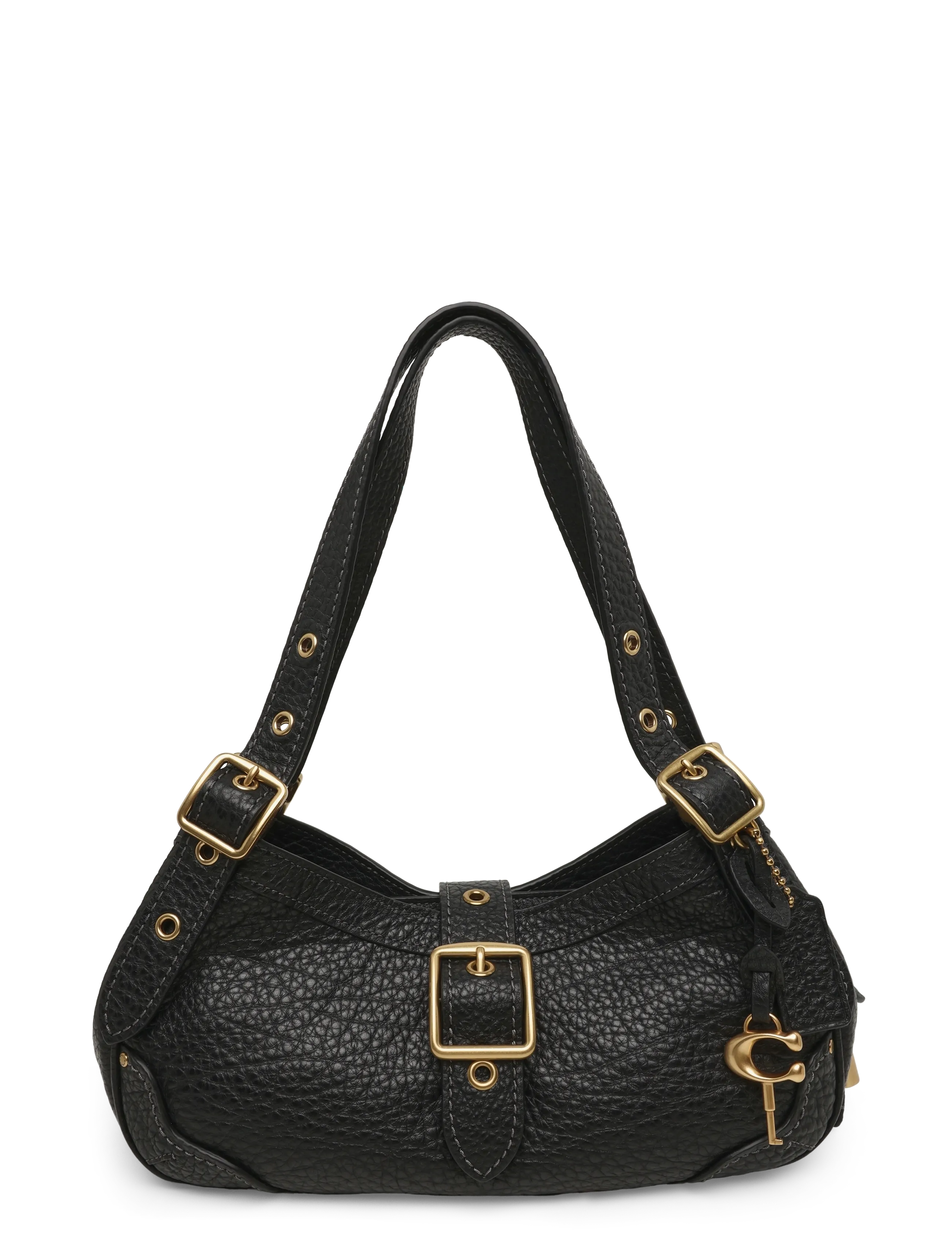 Coach Textured Pebble Leather Drifter Shoulder Bag 31 - Kotid - B4/BLACK / black