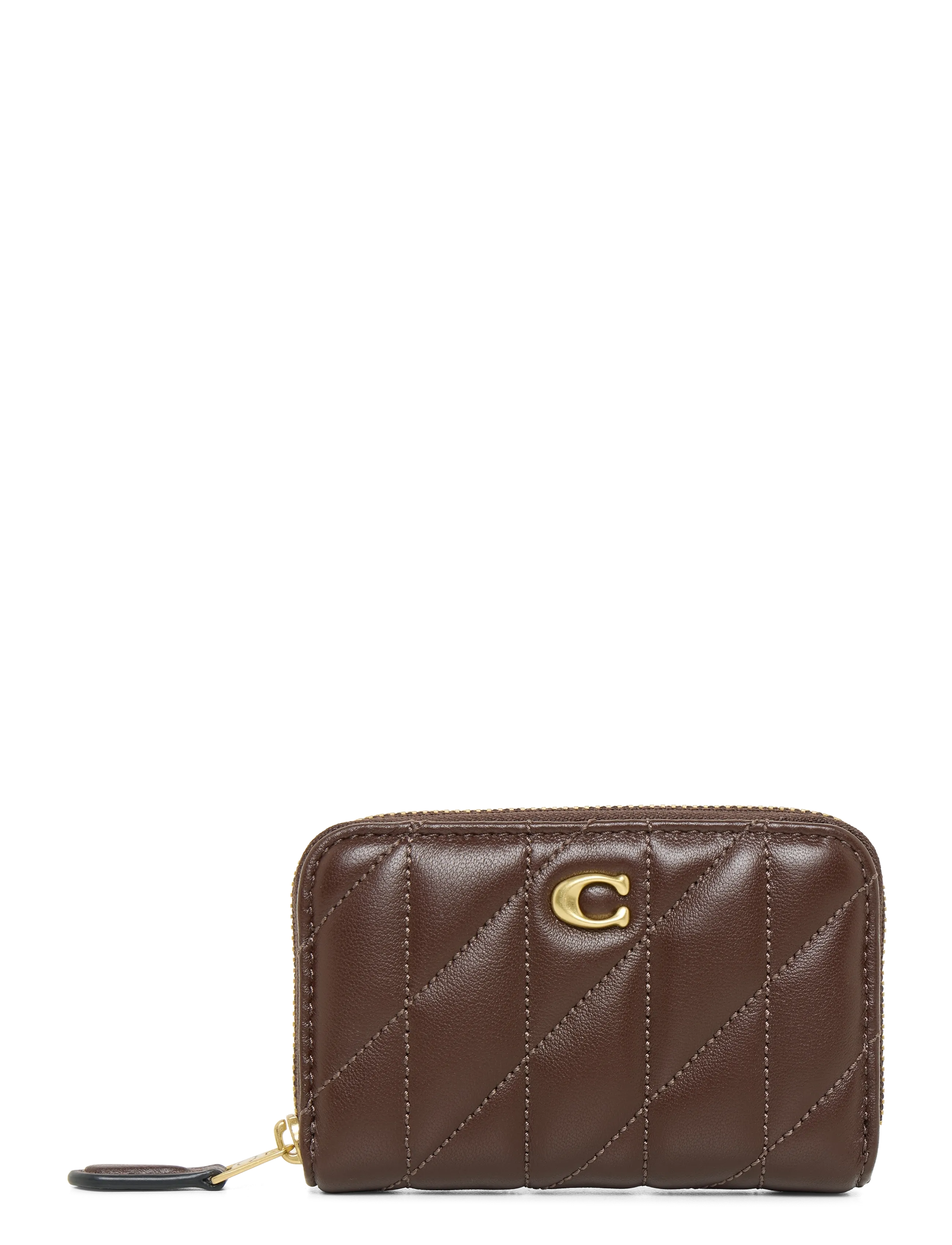 Coach Quilted Pillow Leather Essential Small Zip Around Card Case, One Size, Holders & Wallets, Braun - Frauen