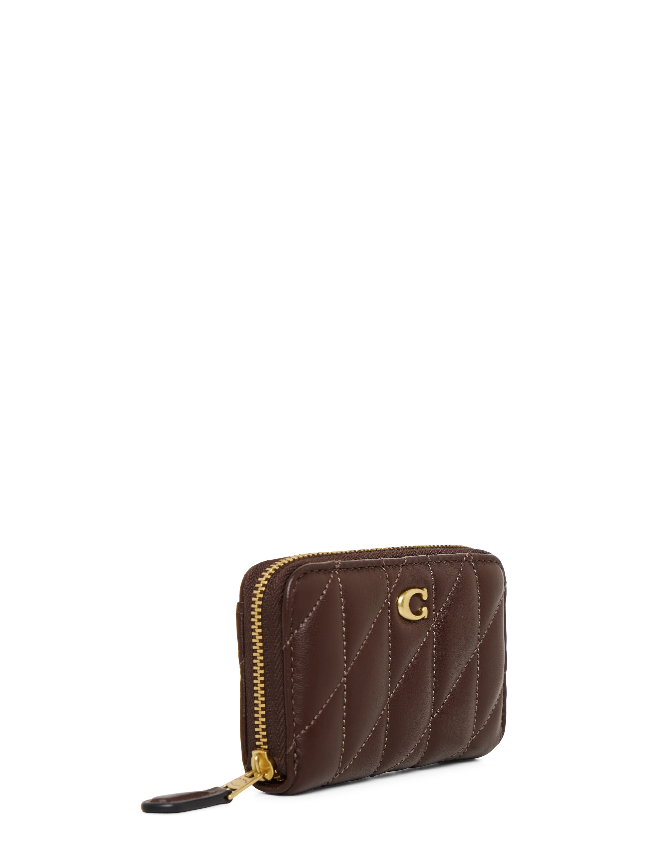Coach - Quilted Pillow Leather Essential Small Zip Around Card Case - b4/maple - 2