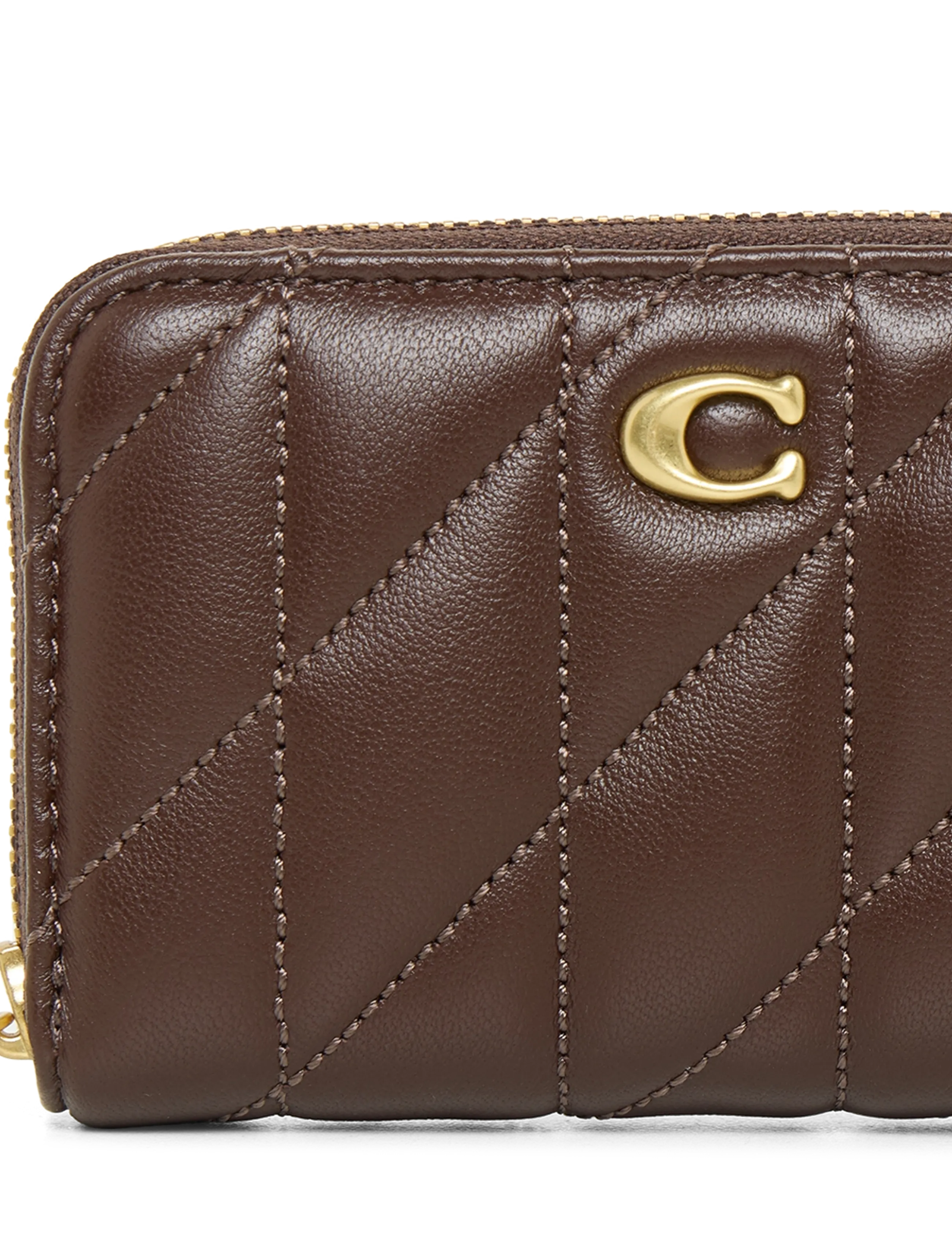 Coach - Quilted Pillow Leather Essential Small Zip Around Card Case - b4/maple - 3