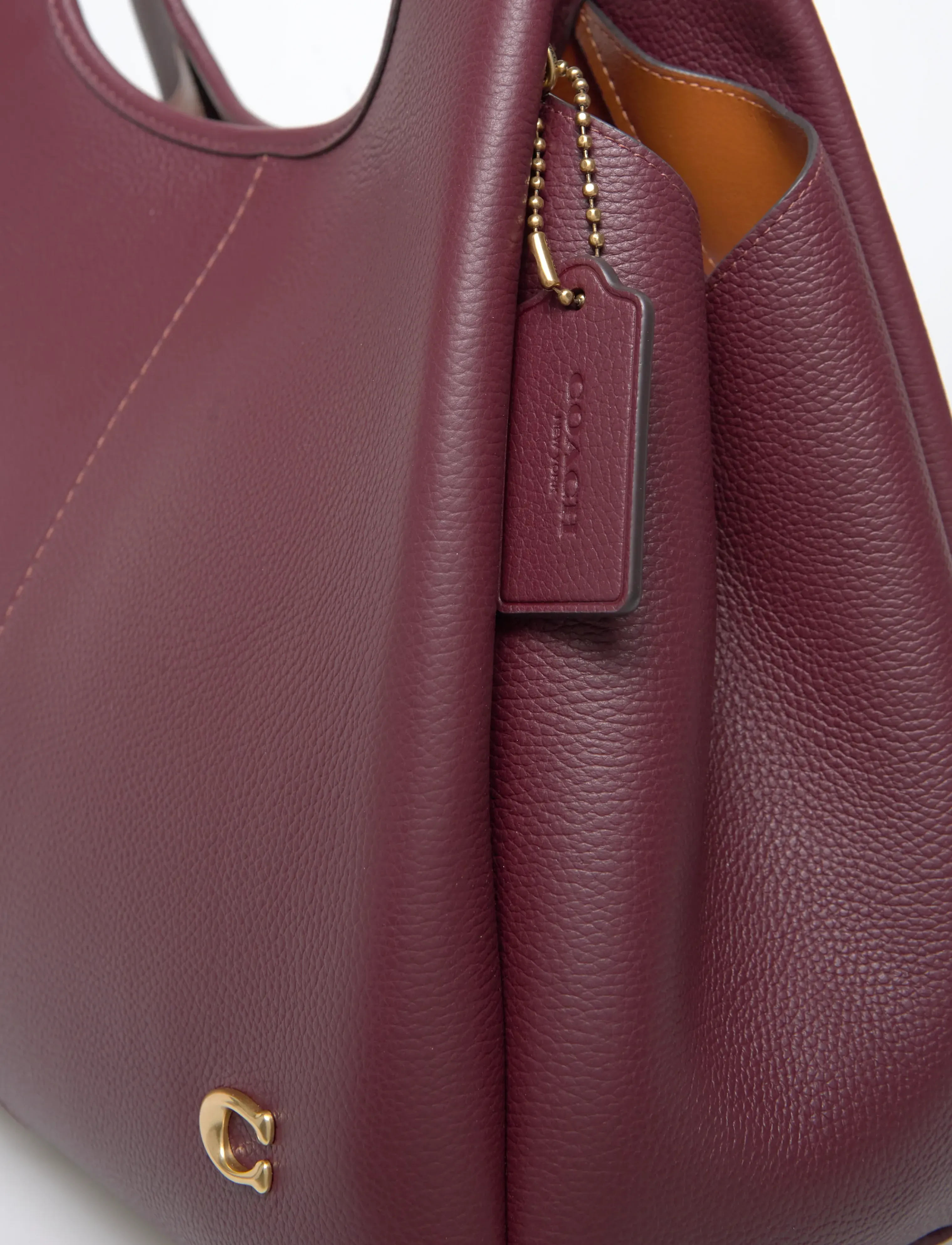 Coach - Polished Pebble Leather Lana Shoulder Bag - top handle - b4/merlot - 3