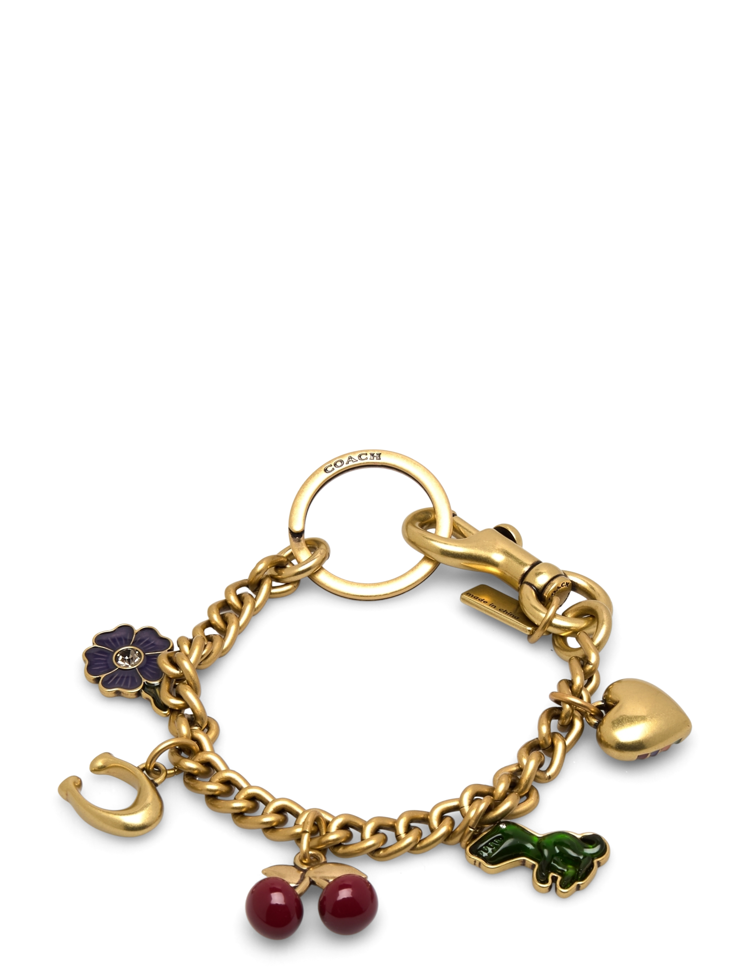 Coach Motif Chain Bag Charm, One Size, Designer, Gold - Straps, Frauen