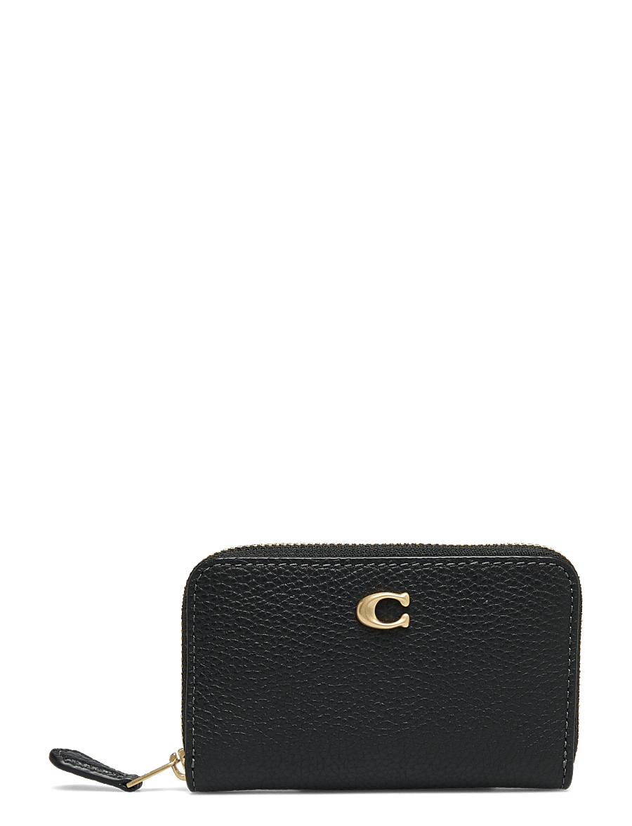 Coach - Polished Pebble Leather Essential Small Zip Around Card Case - kaardihoidjad - b4/black - 0