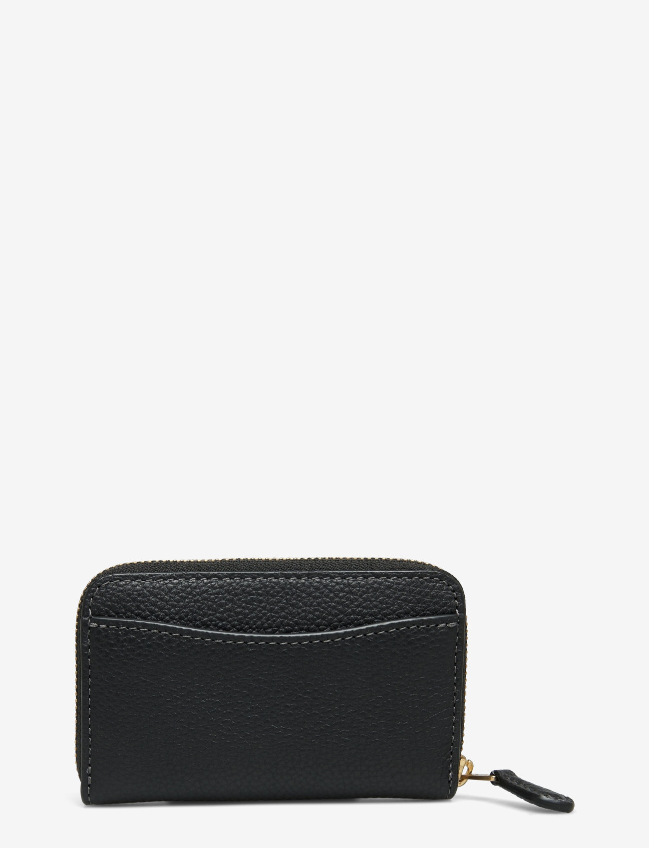 Coach - POLISHED PEBBLE LEATHER ESSENTIAL SMALL ZIP AROUND CARD CASE - purses - b4/black - 1