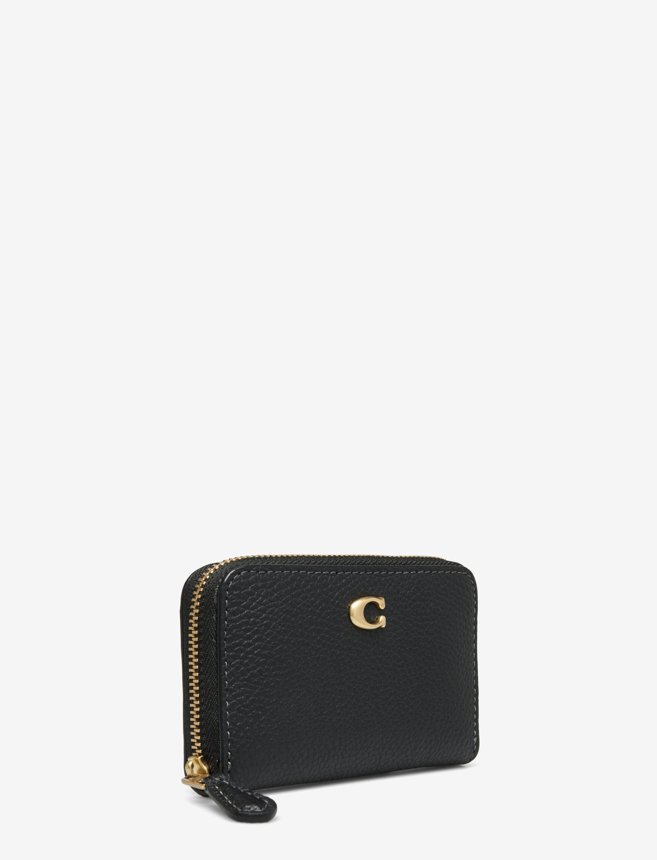 Coach - POLISHED PEBBLE LEATHER ESSENTIAL SMALL ZIP AROUND CARD CASE - purses - b4/black - 2