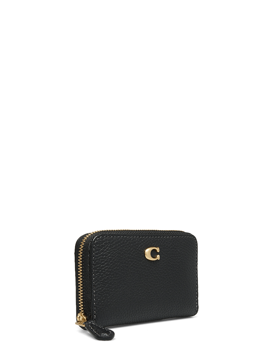 Coach - Polished Pebble Leather Essential Small Zip Around Card Case - kaardihoidjad - b4/black - 2