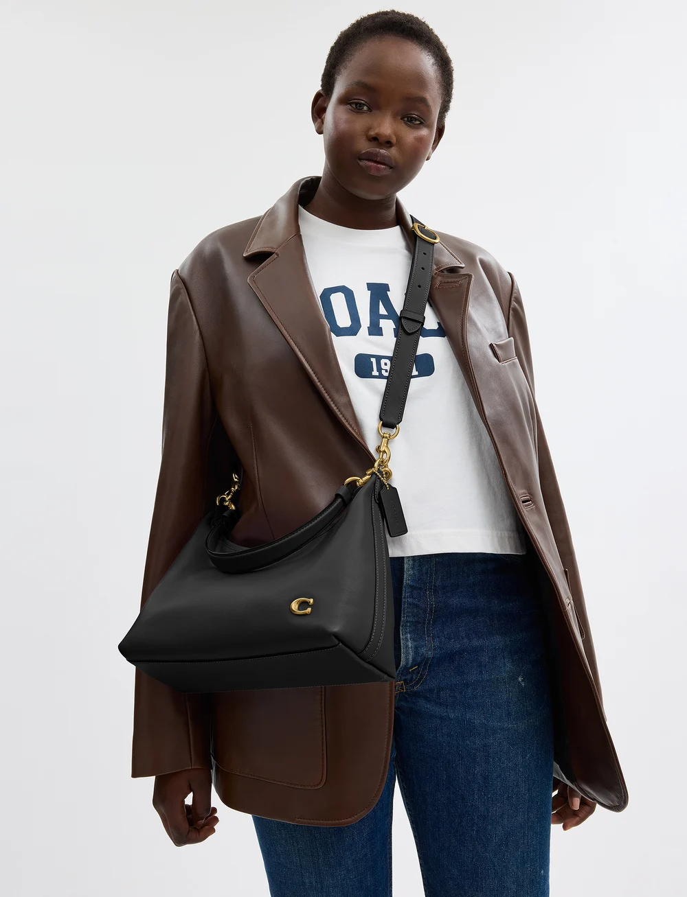 Black coach over the shoulder bag on sale