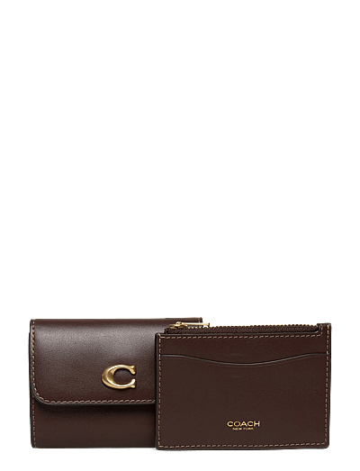 Coach Refined Calf Leather Essential Card Holder Wallet - Lompakot - B4/MAPLE / brown
