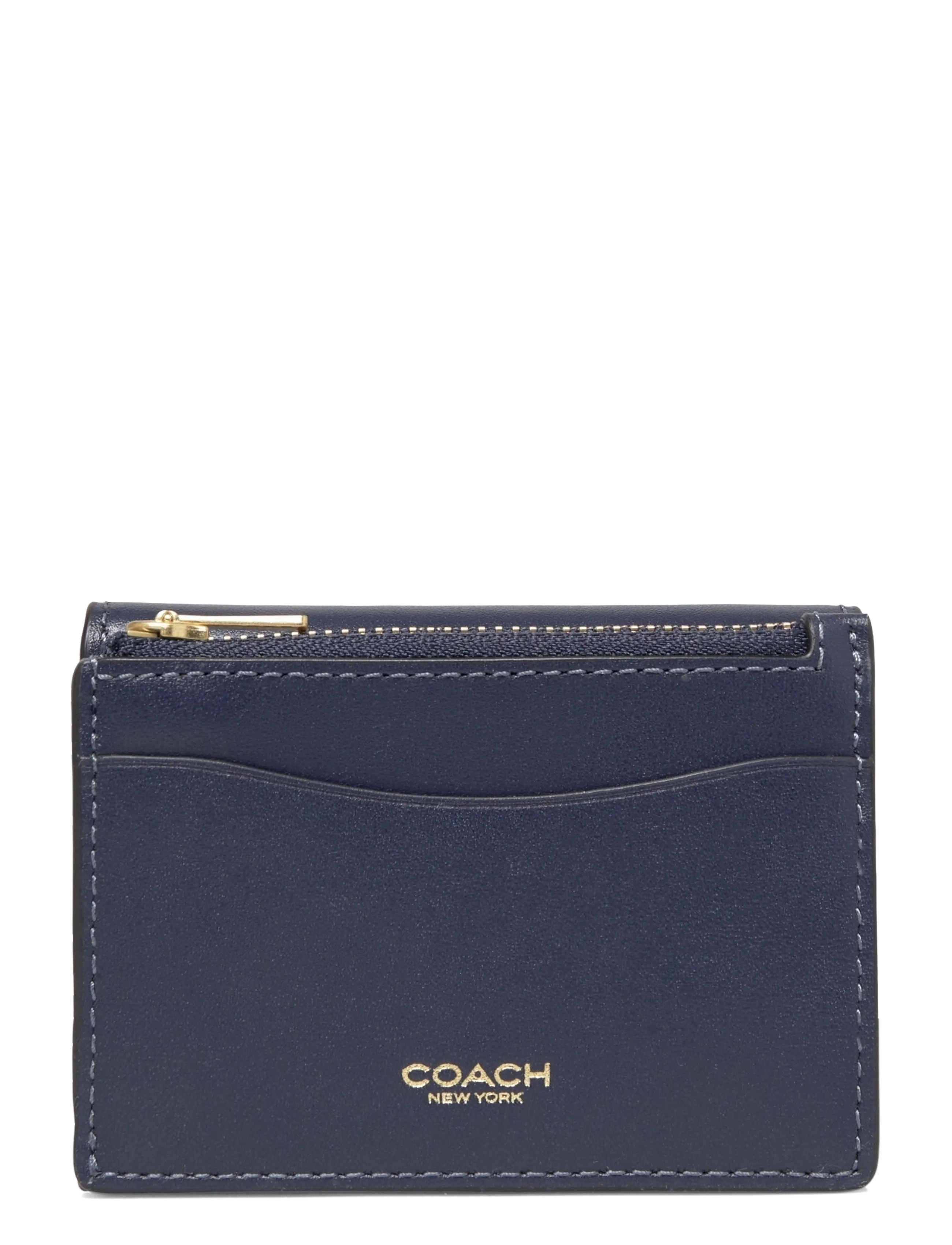 Coach - Refined Calf Leather Essential Card Holder Wallet - portemonnaies - b4/navy - 1
