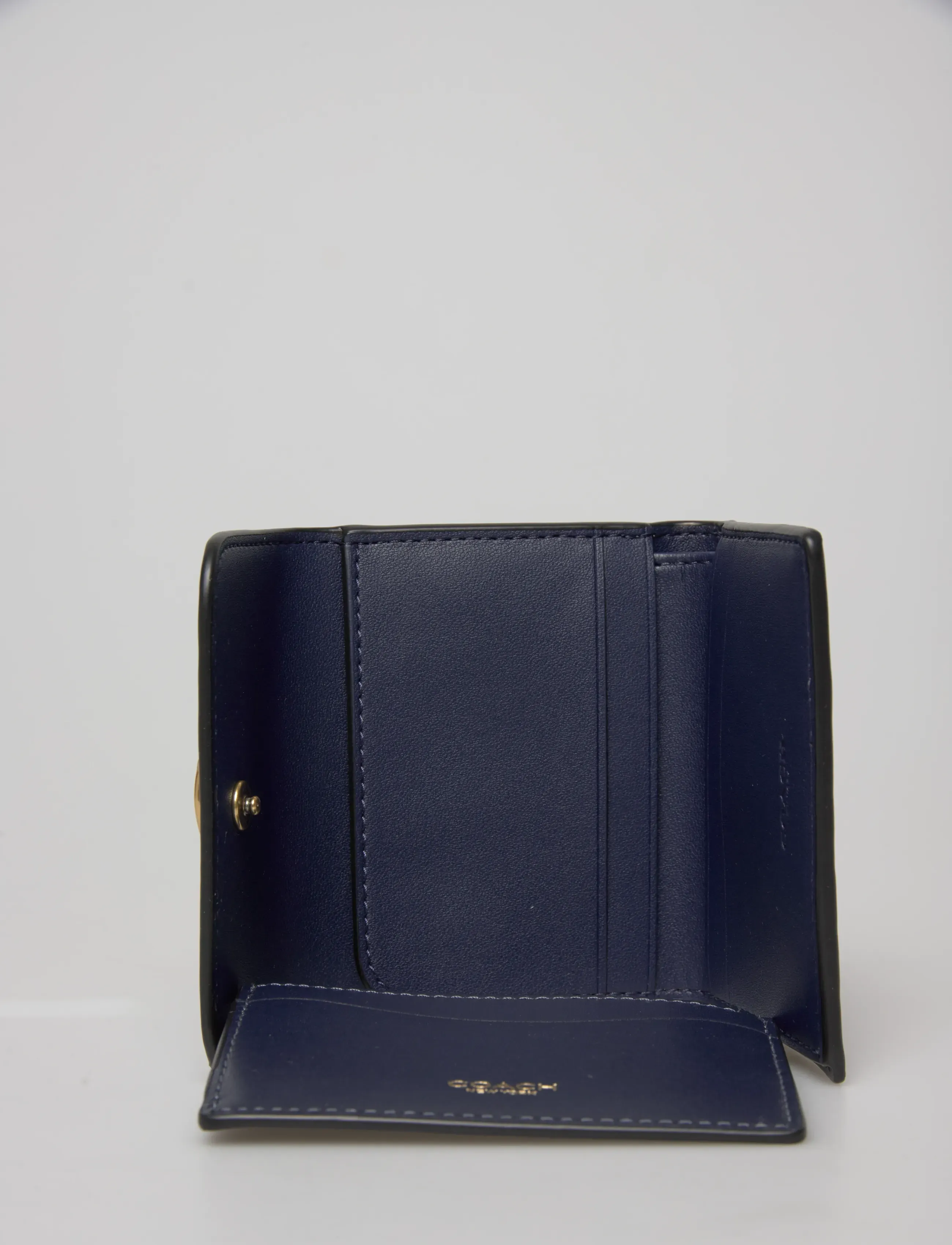 Coach - Refined Calf Leather Essential Card Holder Wallet - portemonnaies - b4/navy - 4