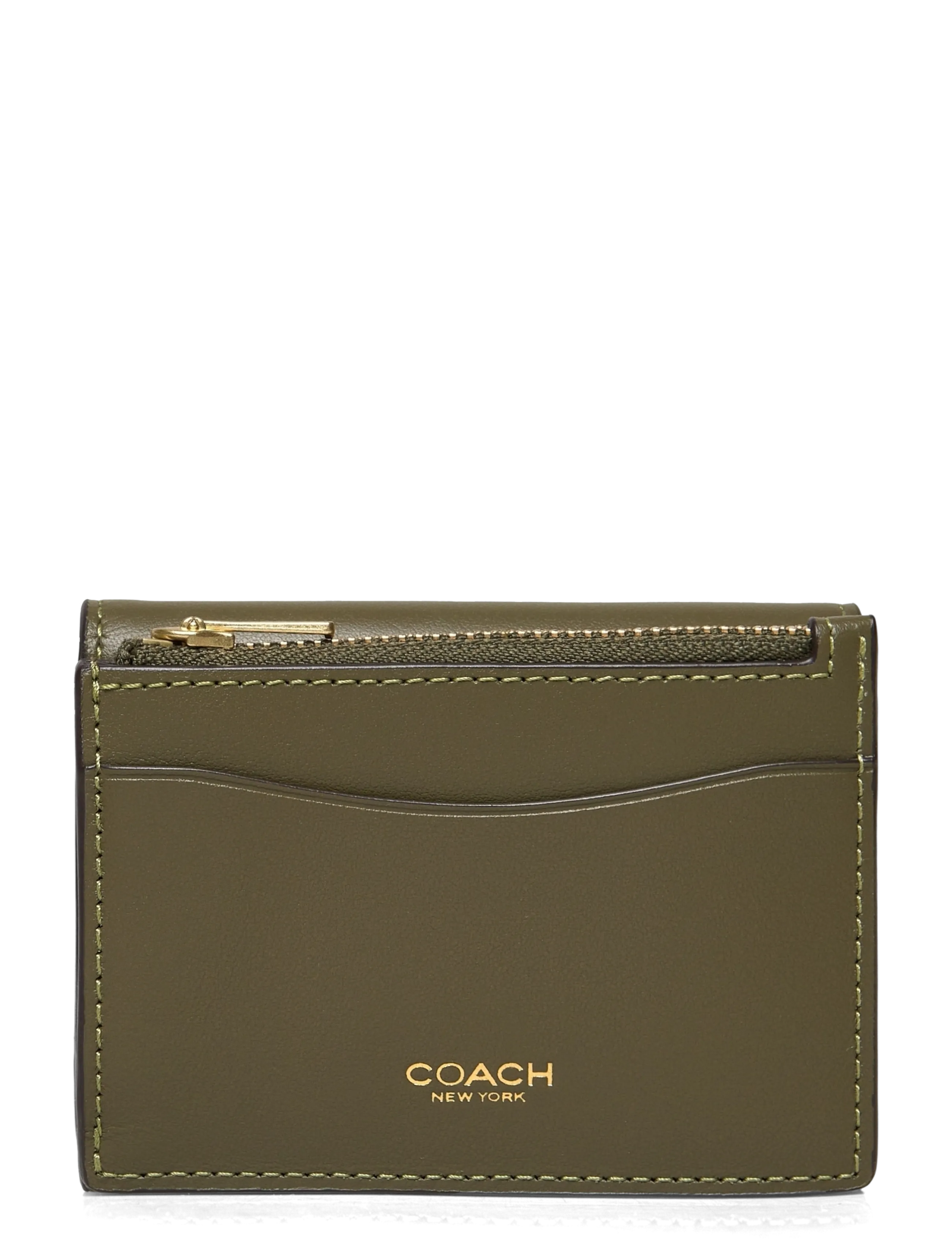 Coach - Refined Calf Leather Essential Card Holder Wallet - portfele - b4/olive - 1
