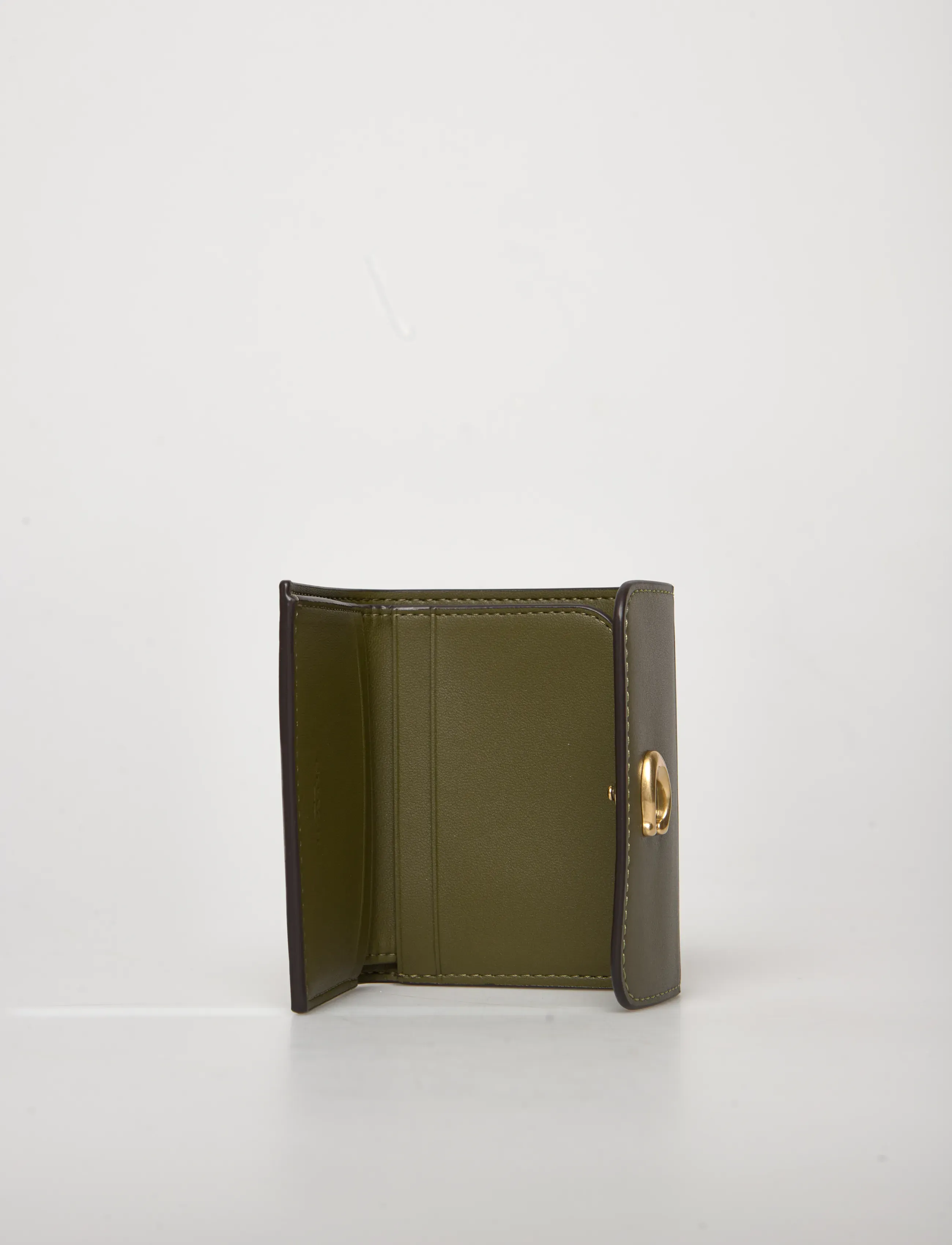 Coach - Refined Calf Leather Essential Card Holder Wallet - portfele - b4/olive - 4